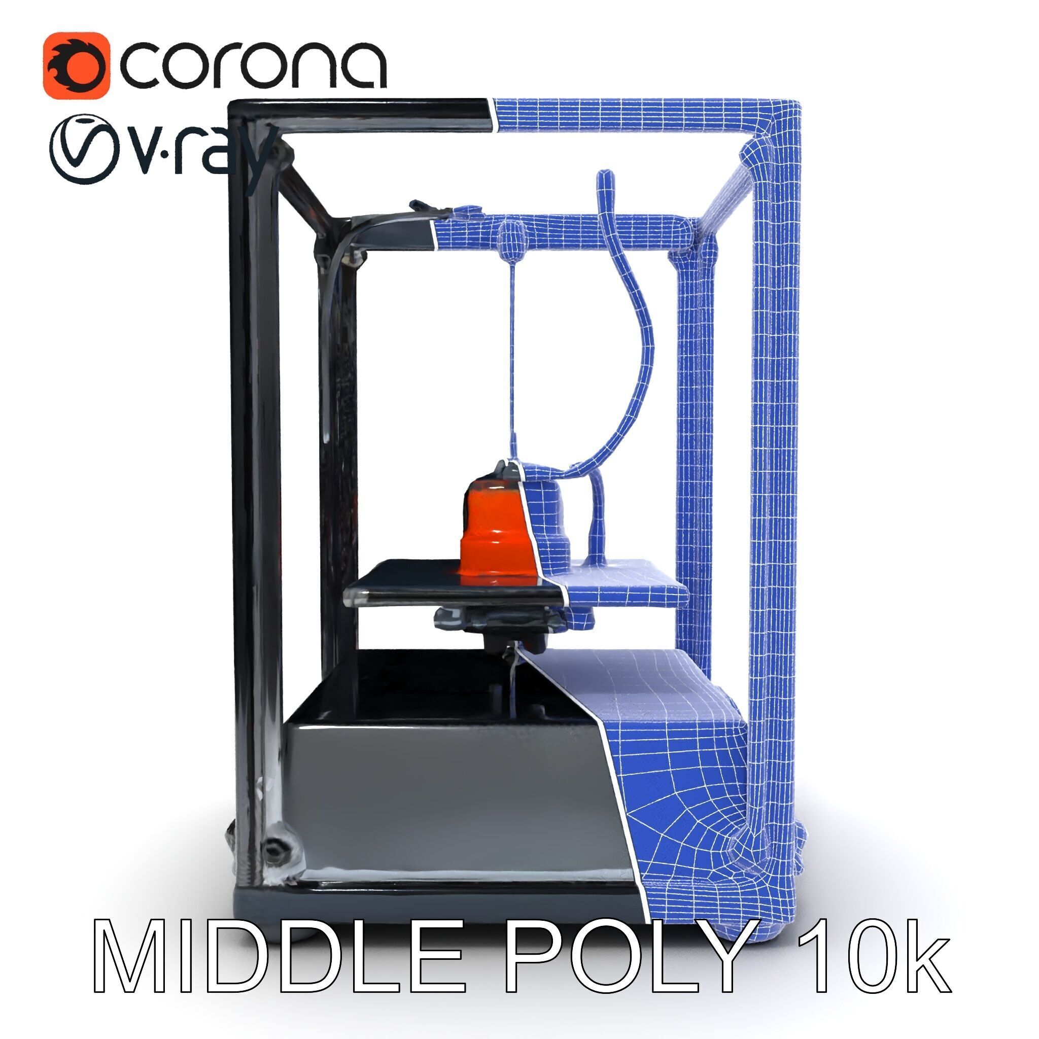 Desktop D Printer Model Pack with Transparent Enclosure Low-poly 3D model_11