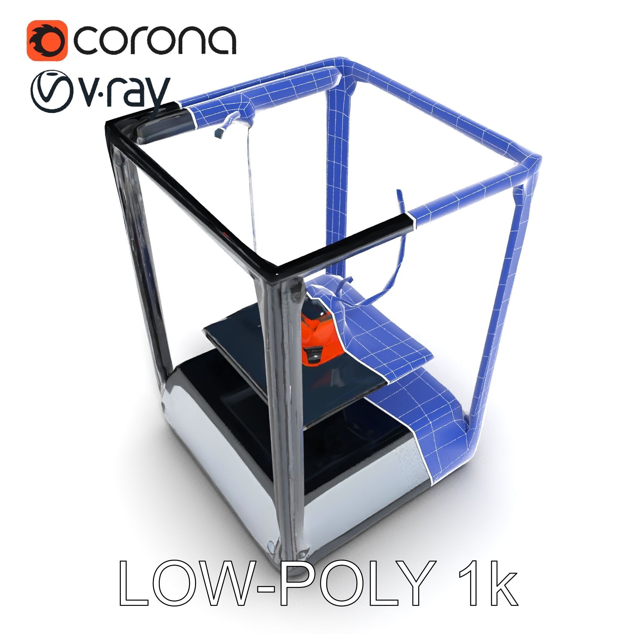 Desktop D Printer Model Pack with Transparent Enclosure Low-poly 3D model_15