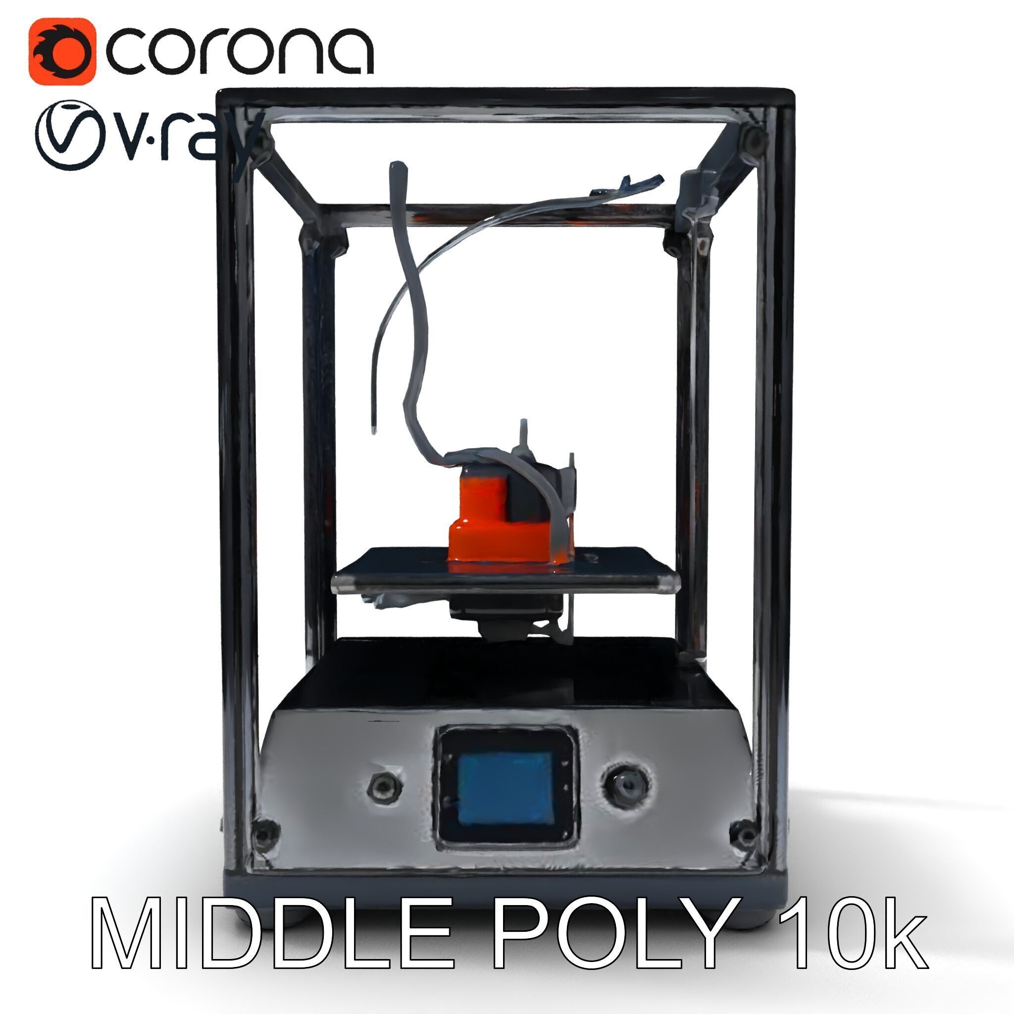 Desktop D Printer Model Pack with Transparent Enclosure Low-poly 3D model_24