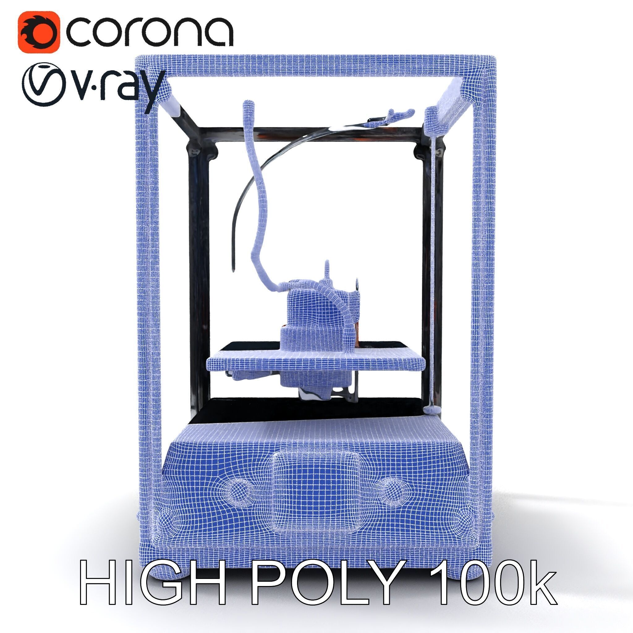Desktop D Printer Model Pack with Transparent Enclosure Low-poly 3D model_31