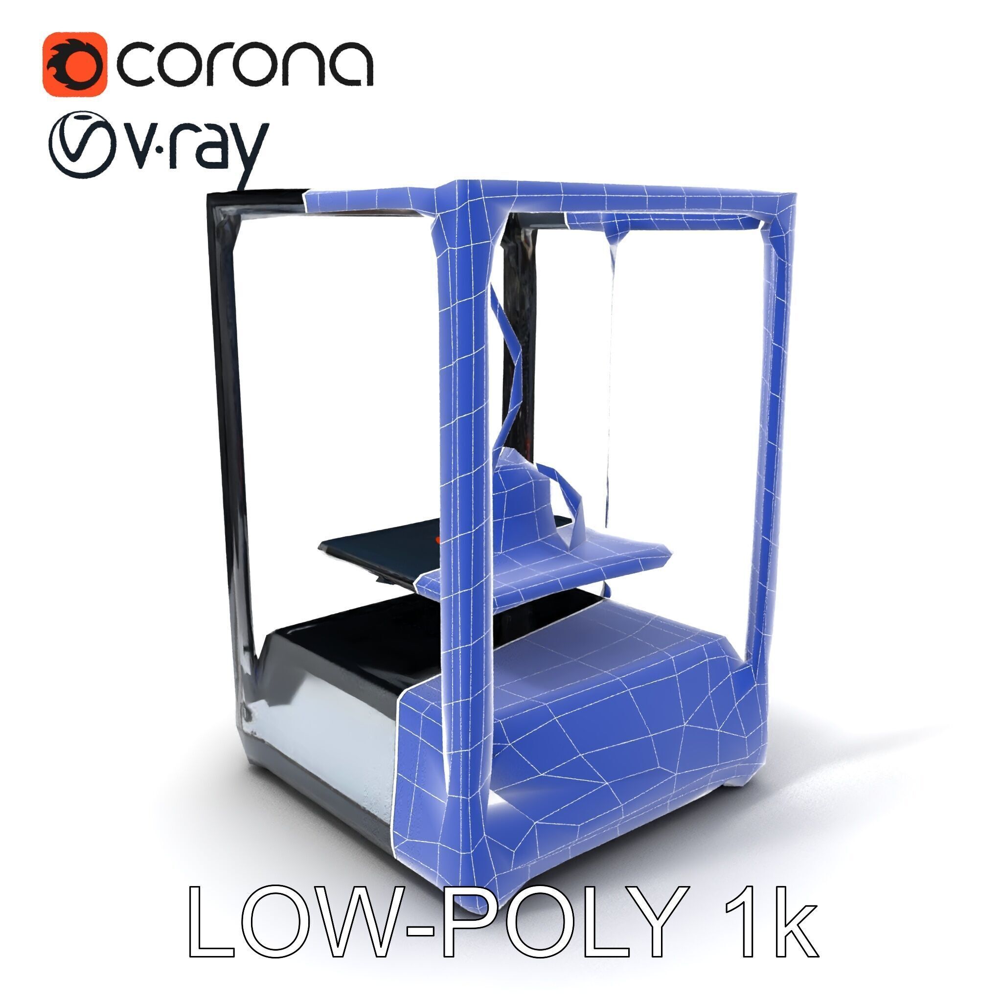 Desktop D Printer Model Pack with Transparent Enclosure Low-poly 3D model_33