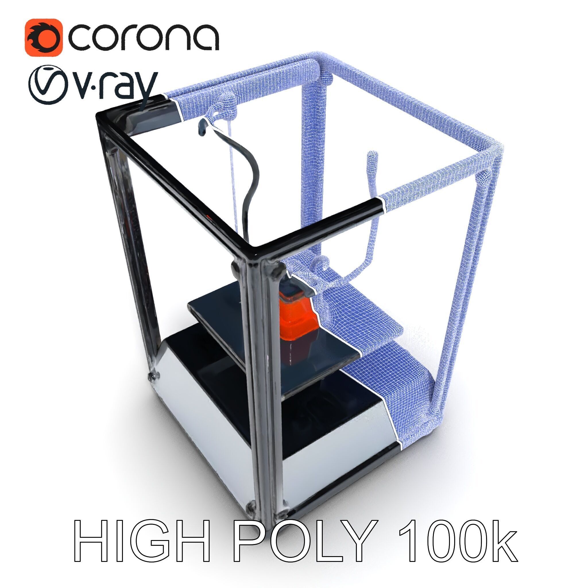 Desktop D Printer Model Pack with Transparent Enclosure Low-poly 3D model_26