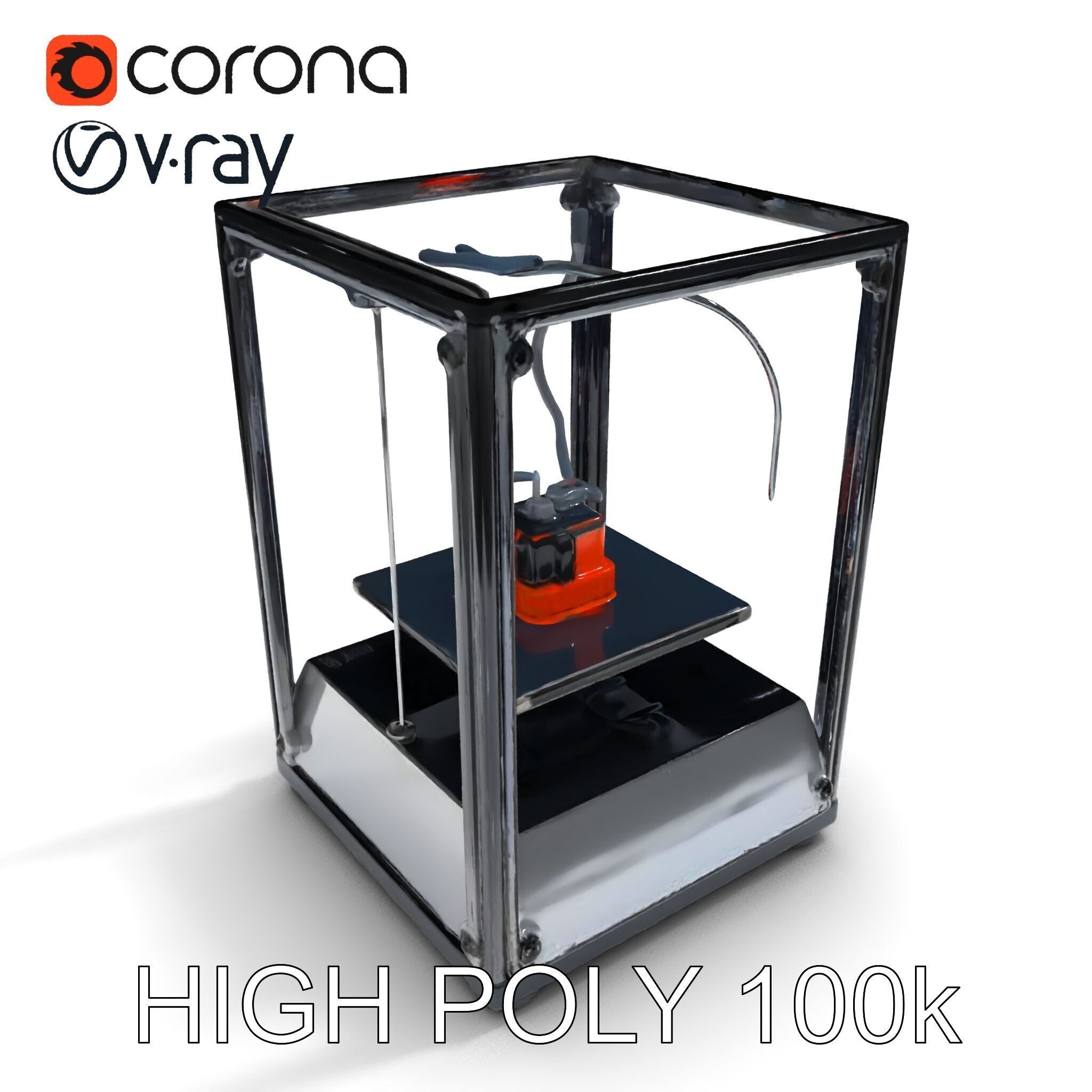 Desktop D Printer Model Pack with Transparent Enclosure Low-poly 3D model_35