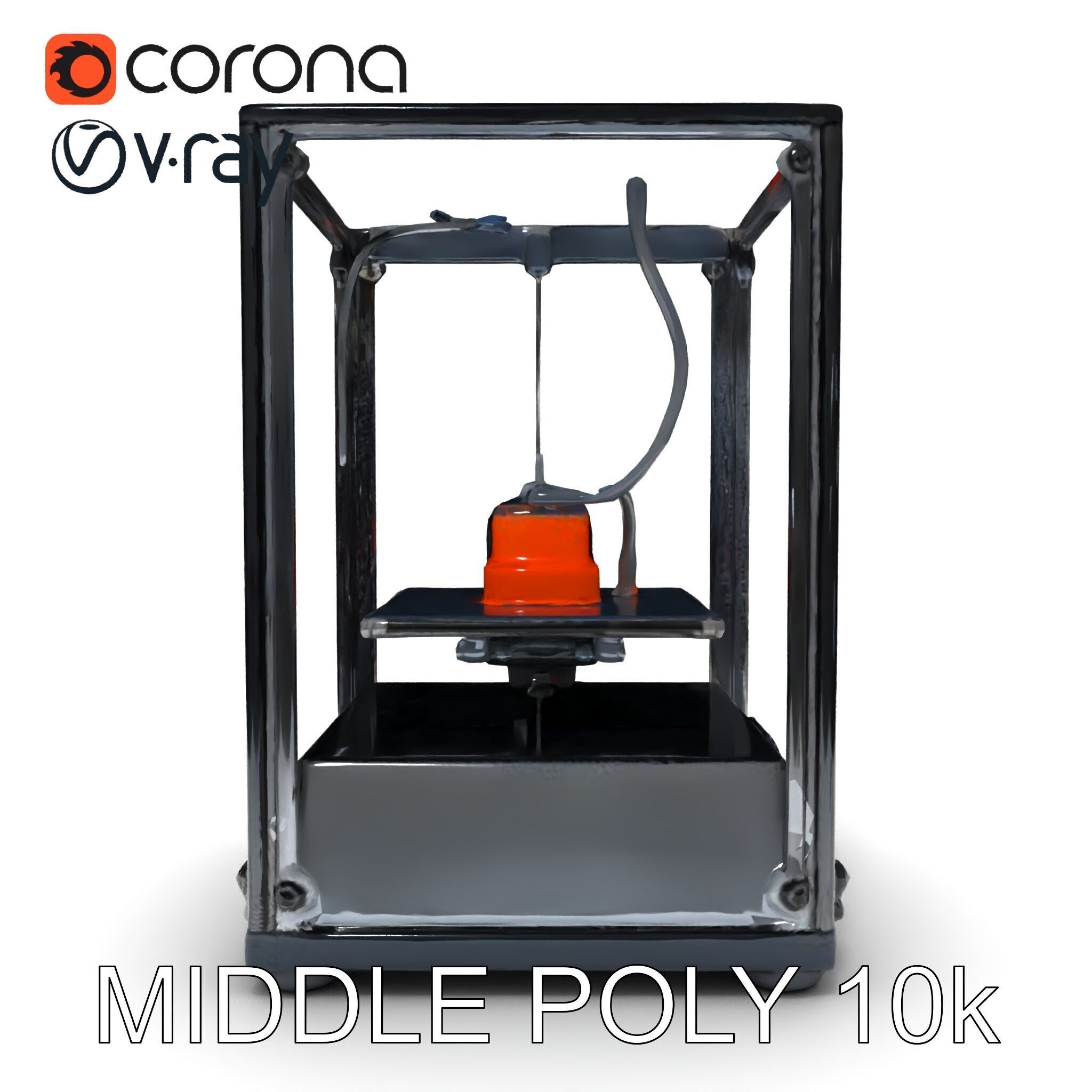 Desktop D Printer Model Pack with Transparent Enclosure Low-poly 3D model_27