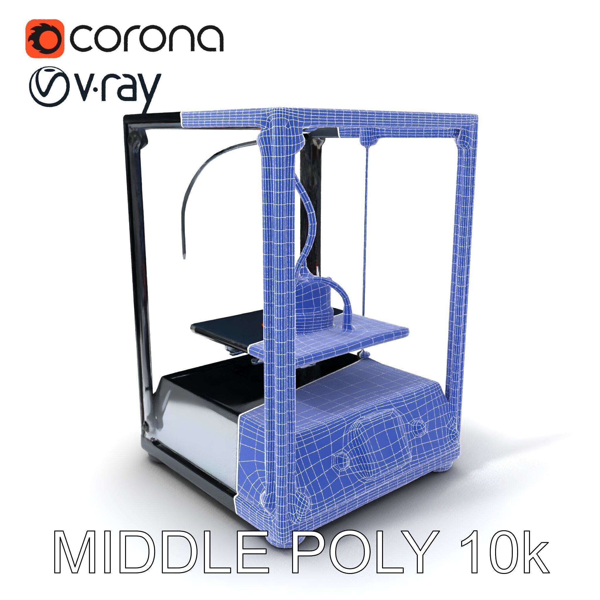 Desktop D Printer Model Pack with Transparent Enclosure Low-poly 3D model_14