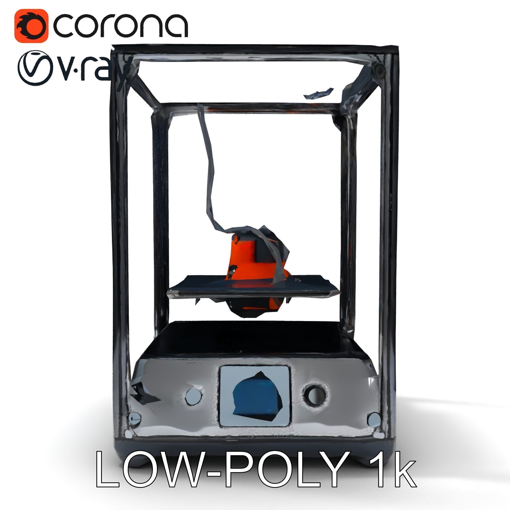 Desktop D Printer Model Pack with Transparent Enclosure Low-poly 3D model_7