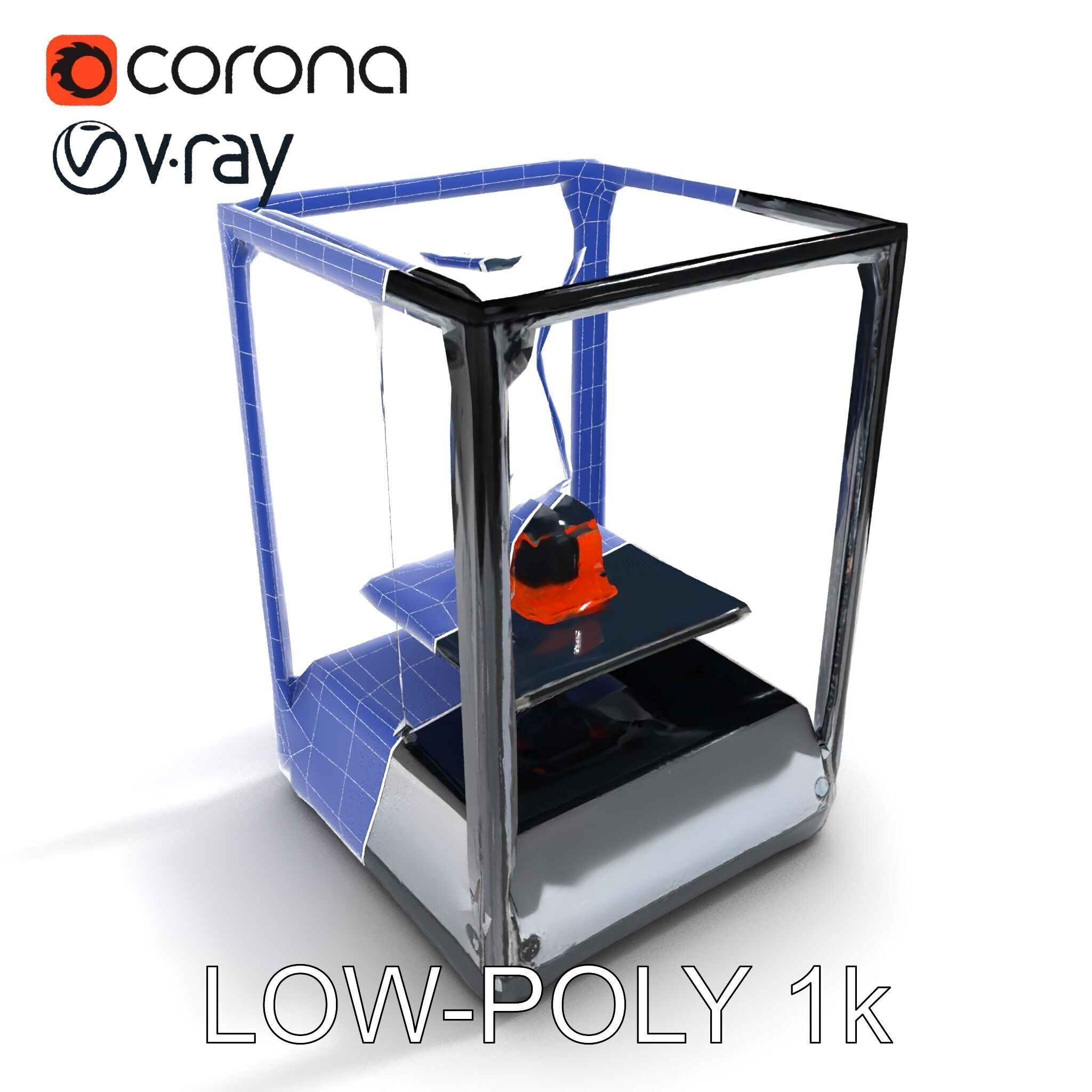 Desktop D Printer Model Pack with Transparent Enclosure Low-poly 3D model_25