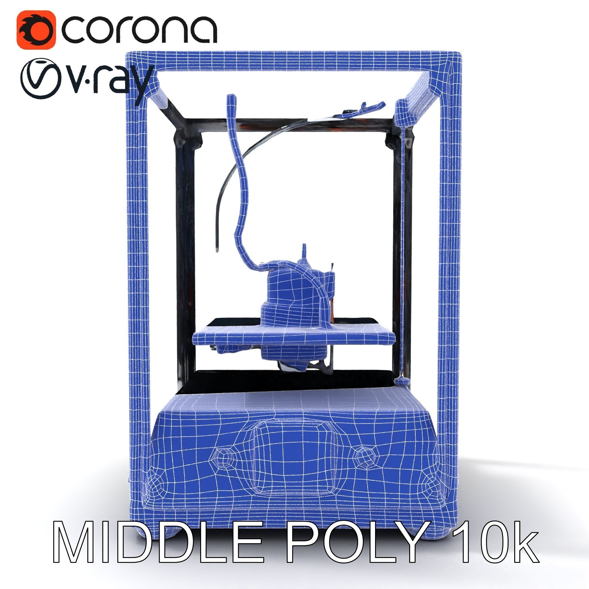 Desktop D Printer Model Pack with Transparent Enclosure Low-poly 3D model_6