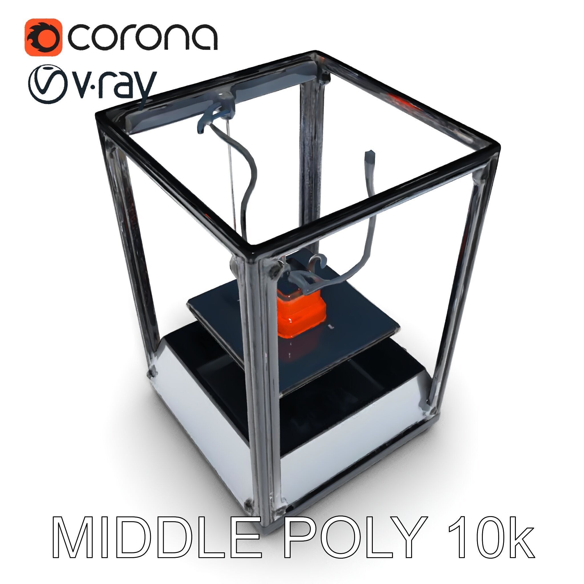 Desktop D Printer Model Pack with Transparent Enclosure Low-poly 3D model_17