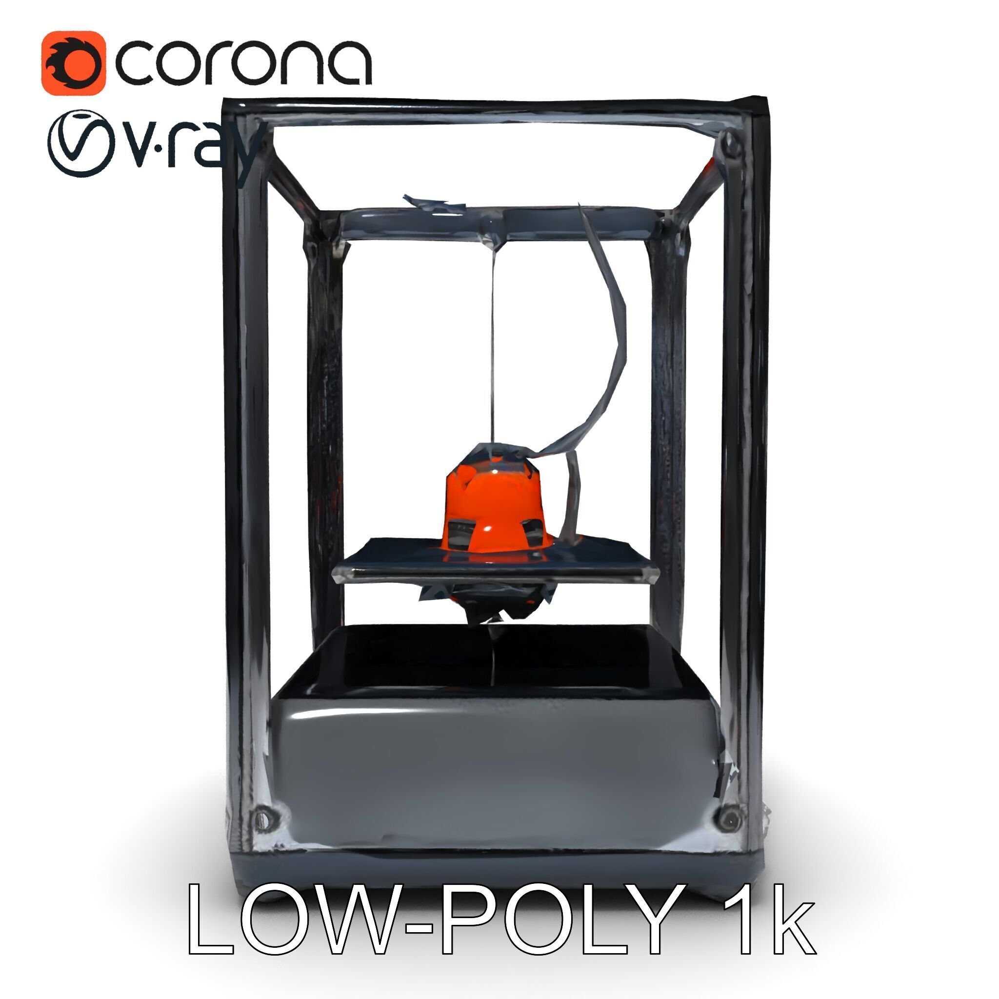 Desktop D Printer Model Pack with Transparent Enclosure Low-poly 3D model_20