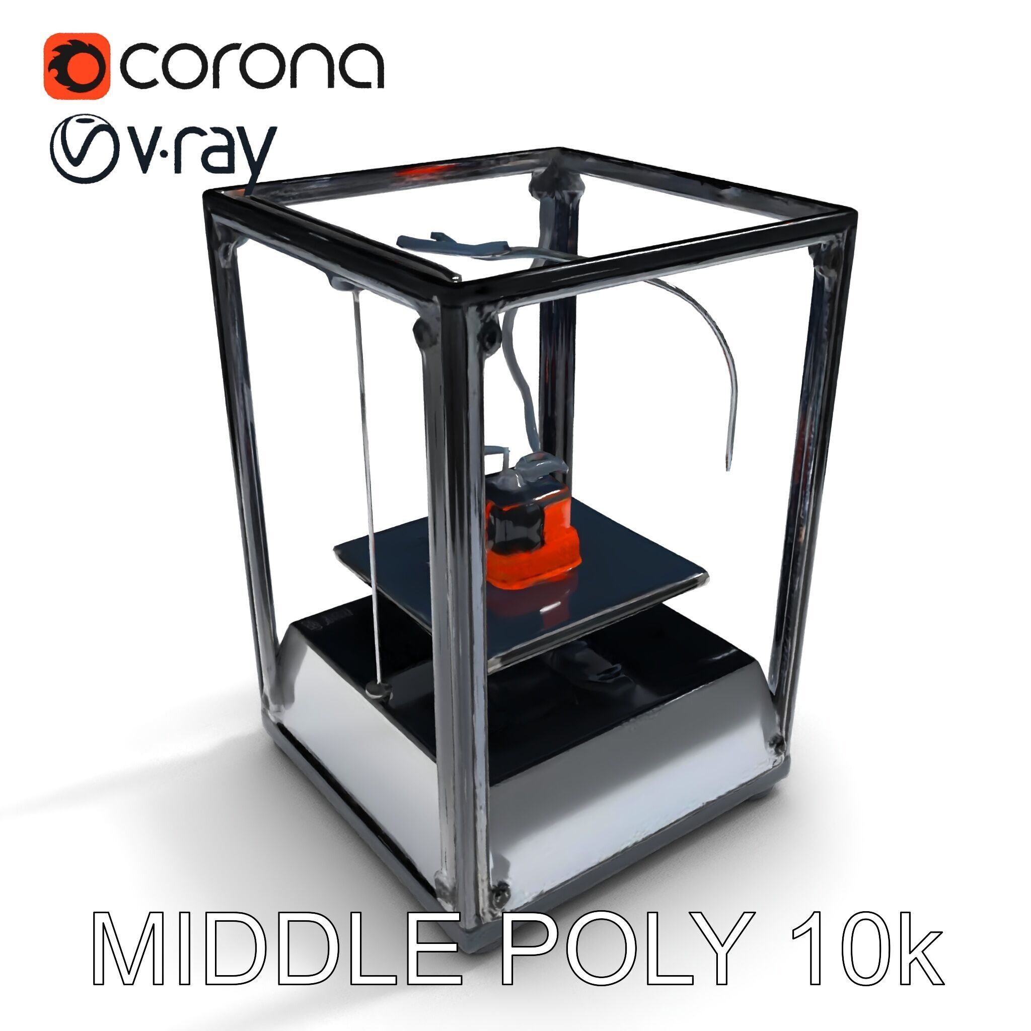 Desktop D Printer Model Pack with Transparent Enclosure Low-poly 3D model_32