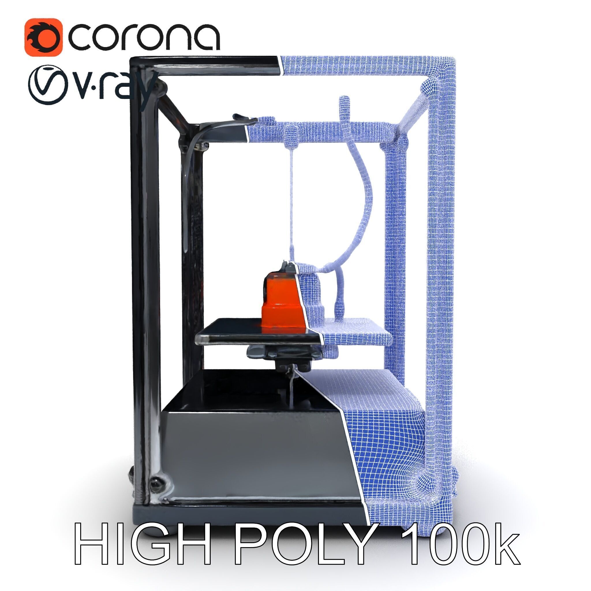 Desktop D Printer Model Pack with Transparent Enclosure Low-poly 3D model_34