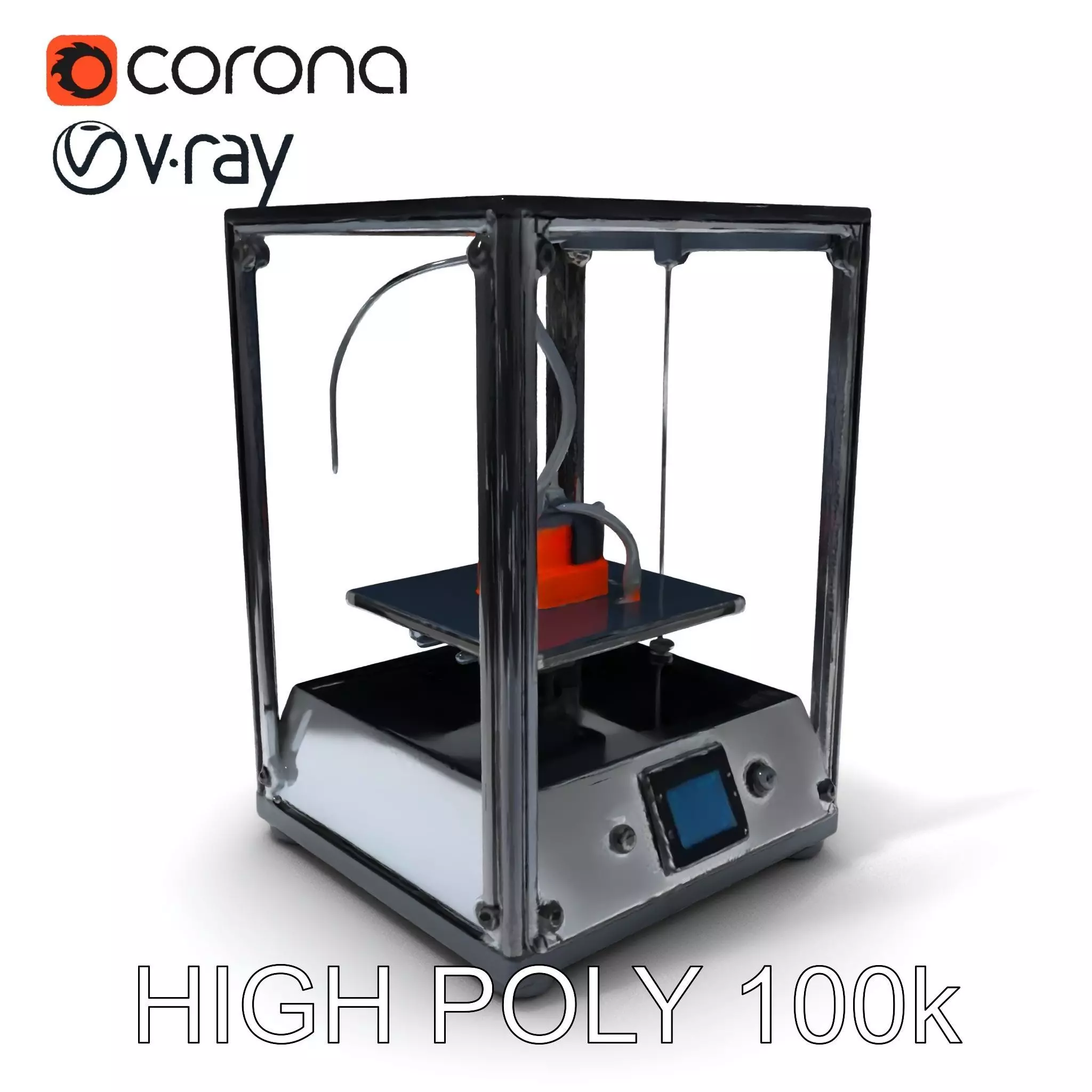 Desktop D Printer Model Pack with Transparent Enclosure Low-poly 3D model_0