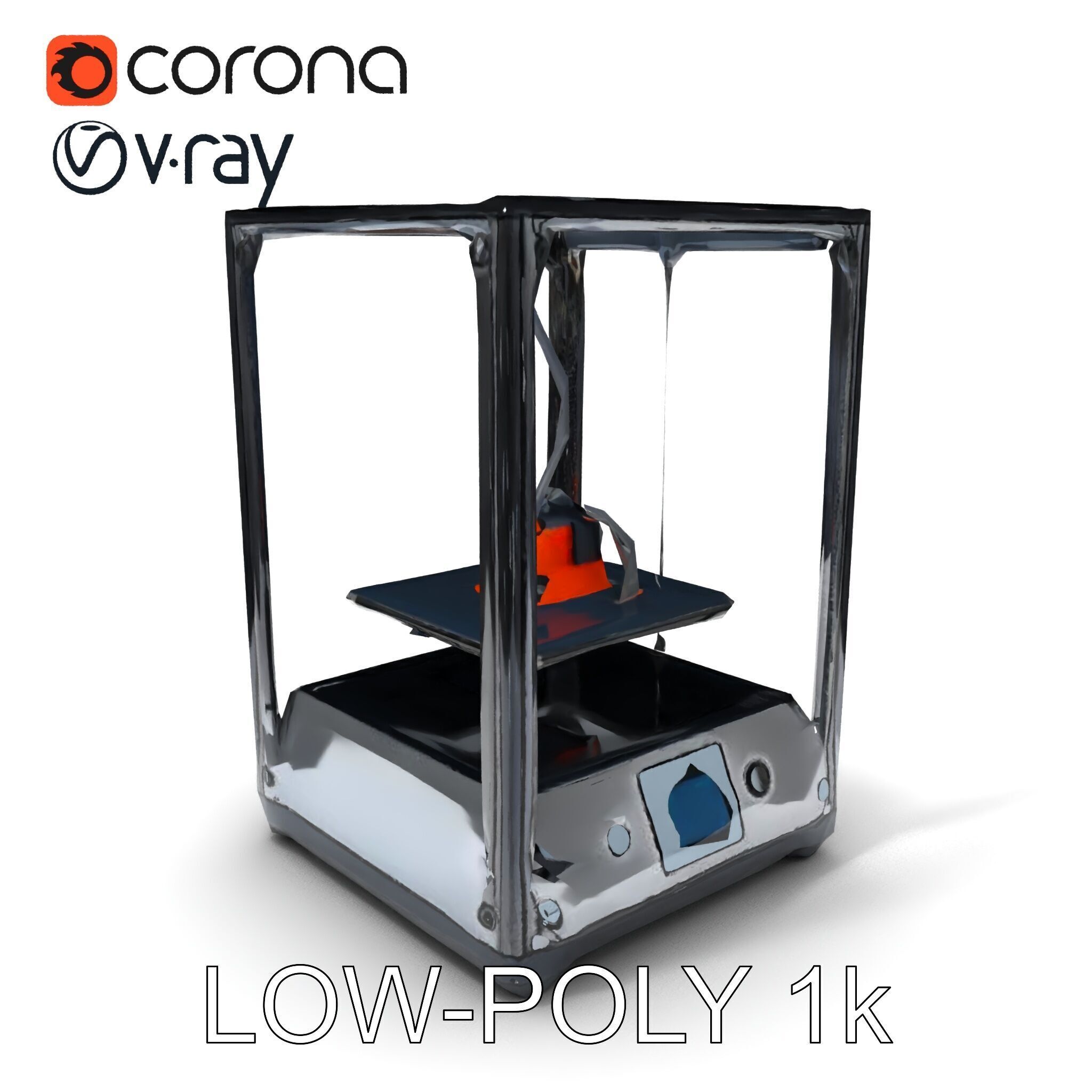 Desktop D Printer Model Pack with Transparent Enclosure Low-poly 3D model_12