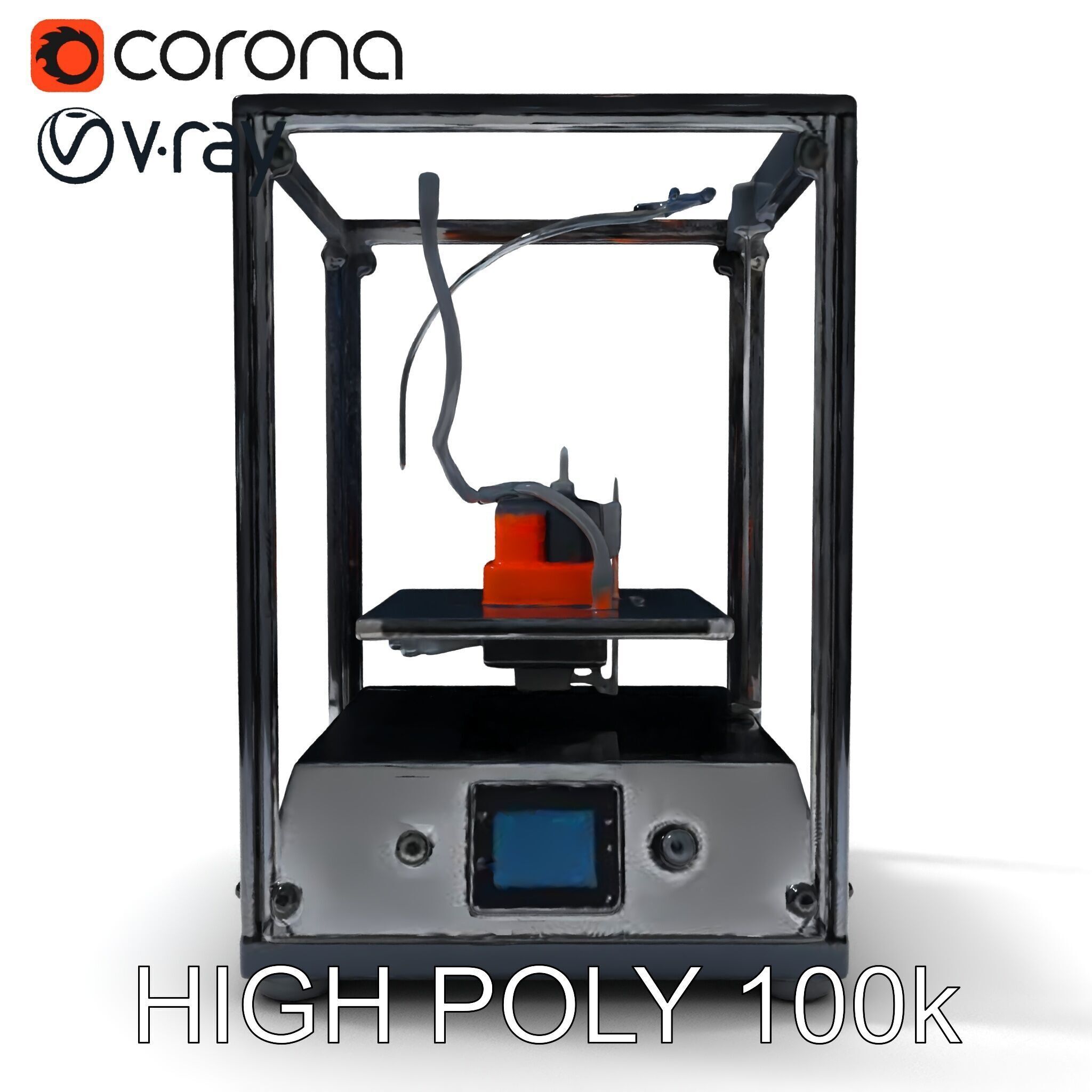 Desktop D Printer Model Pack with Transparent Enclosure Low-poly 3D model_16