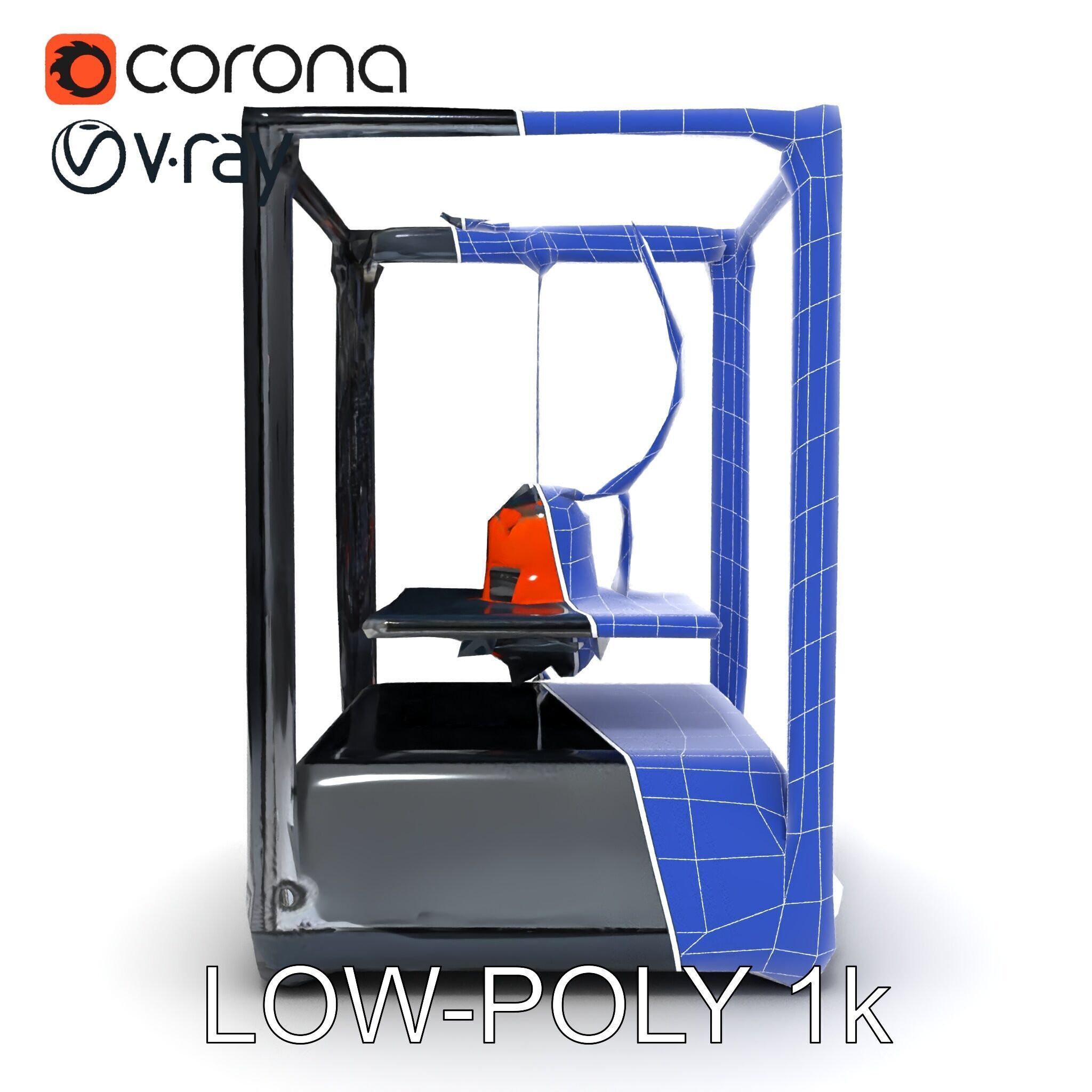 Desktop D Printer Model Pack with Transparent Enclosure Low-poly 3D model_18