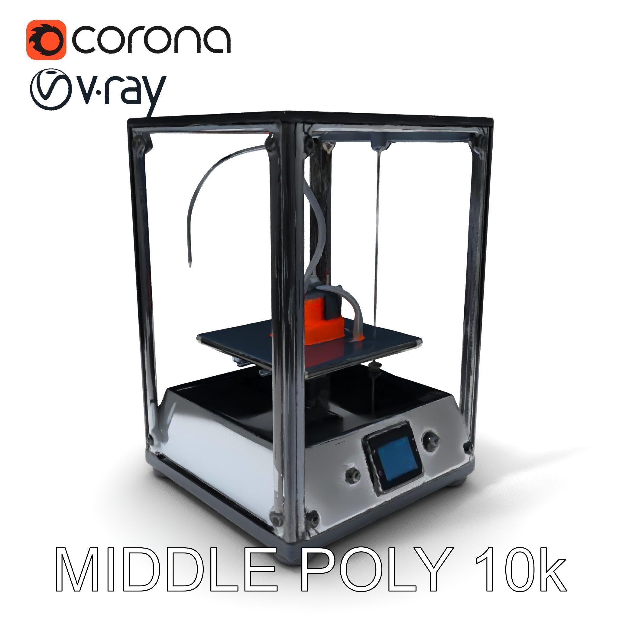 Desktop D Printer Model Pack with Transparent Enclosure Low-poly 3D model_21