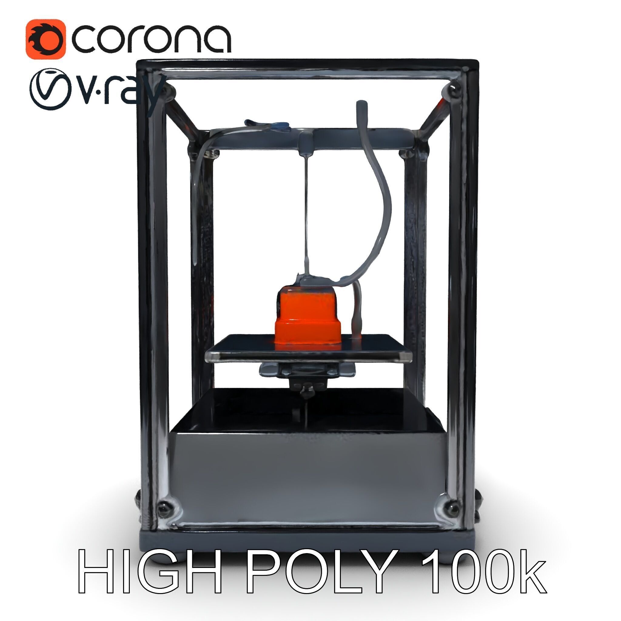 Desktop D Printer Model Pack with Transparent Enclosure Low-poly 3D model_8