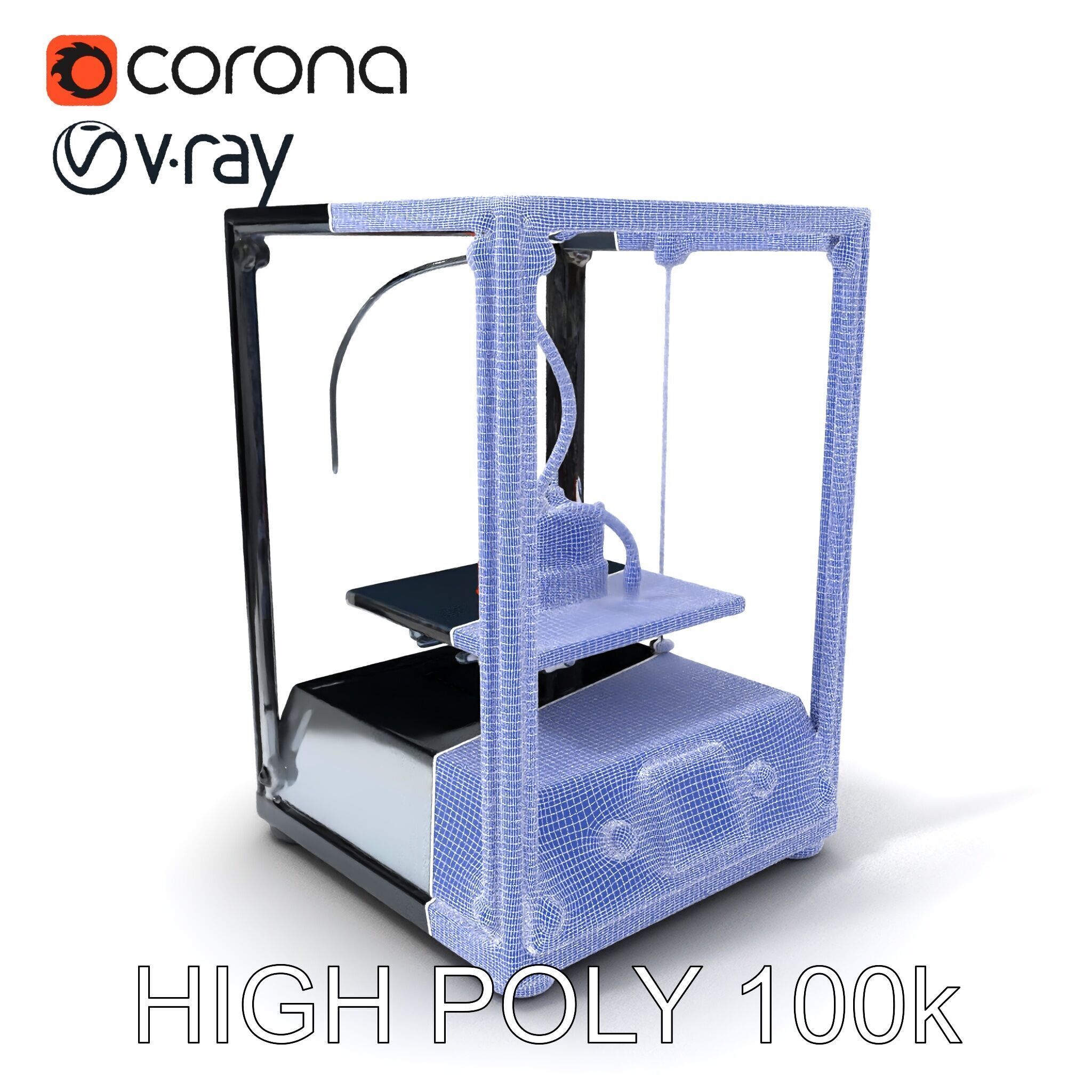 Desktop D Printer Model Pack with Transparent Enclosure Low-poly 3D model_3