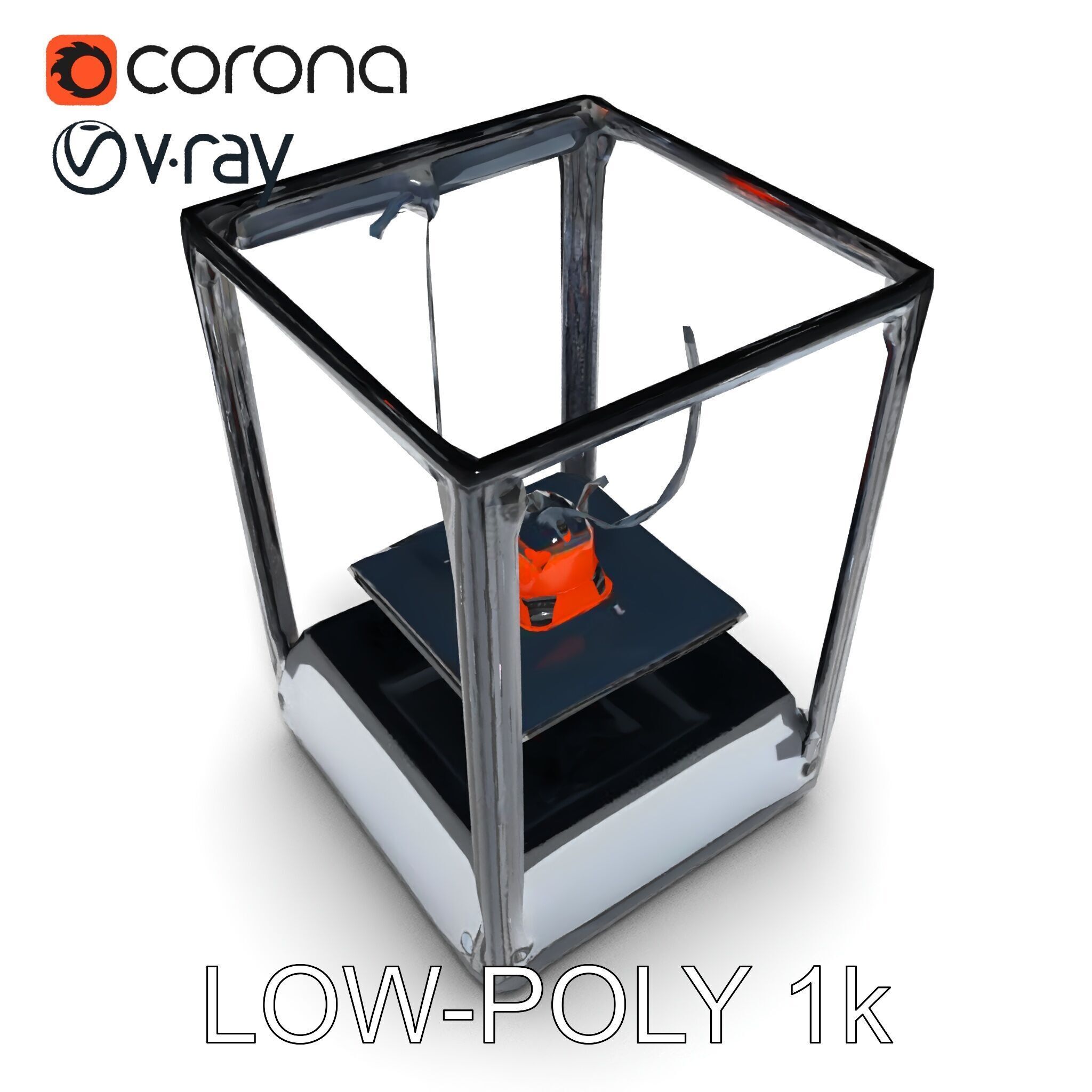 Desktop D Printer Model Pack with Transparent Enclosure Low-poly 3D model_10