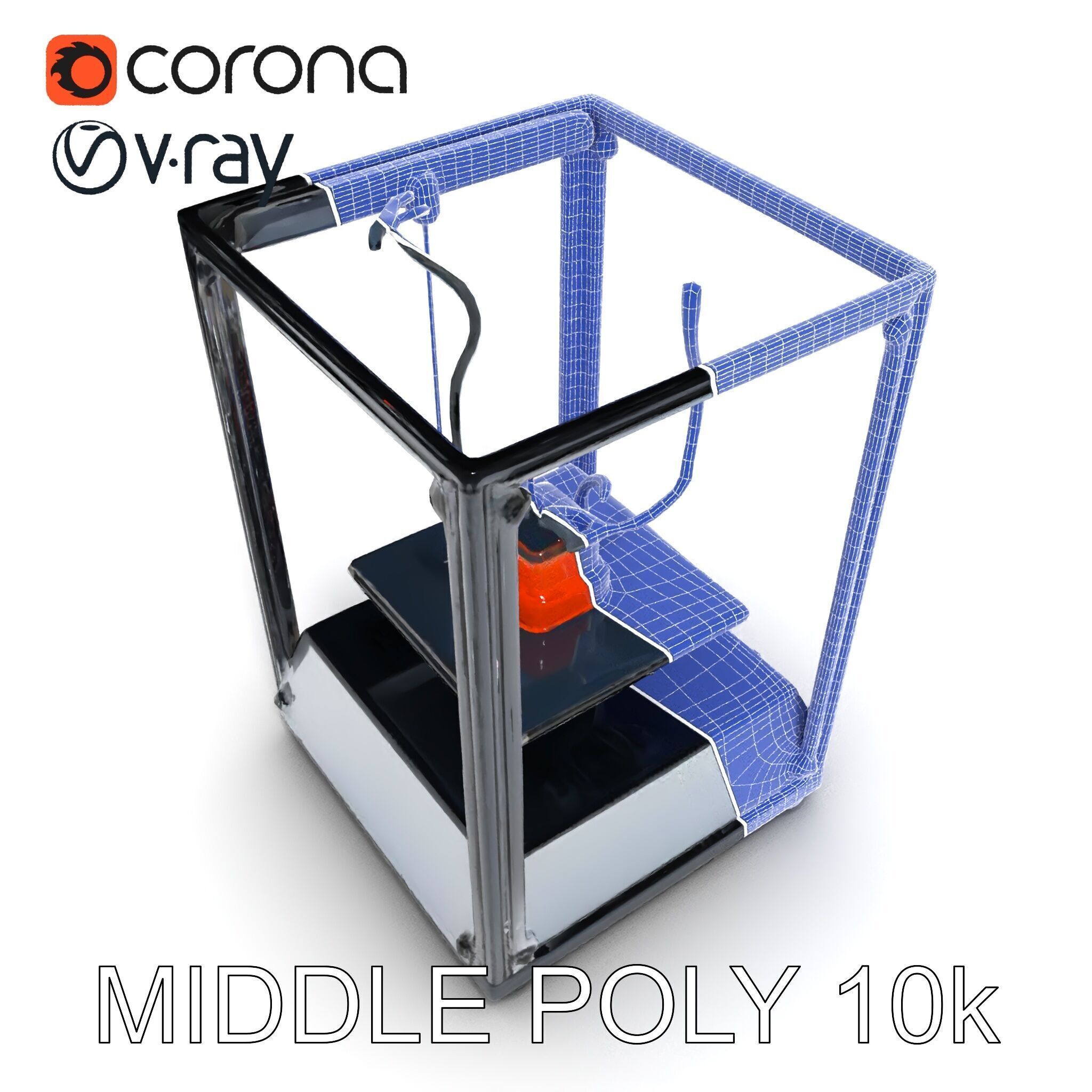 Desktop D Printer Model Pack with Transparent Enclosure Low-poly 3D model_9