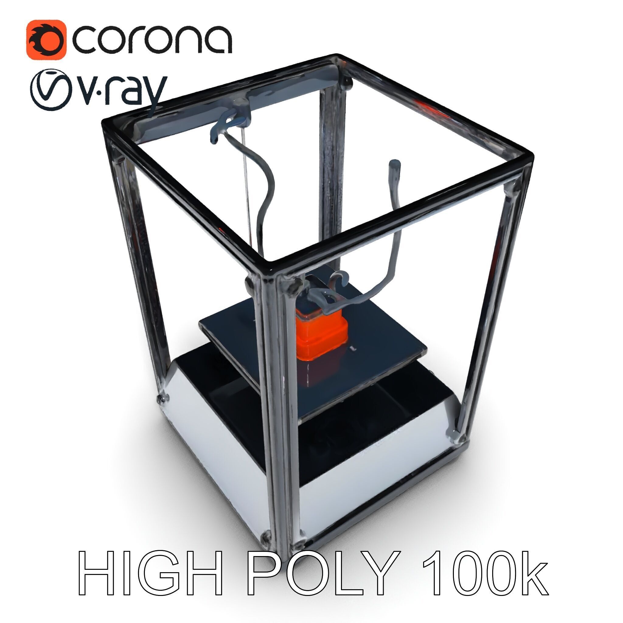 Desktop D Printer Model Pack with Transparent Enclosure Low-poly 3D model_13