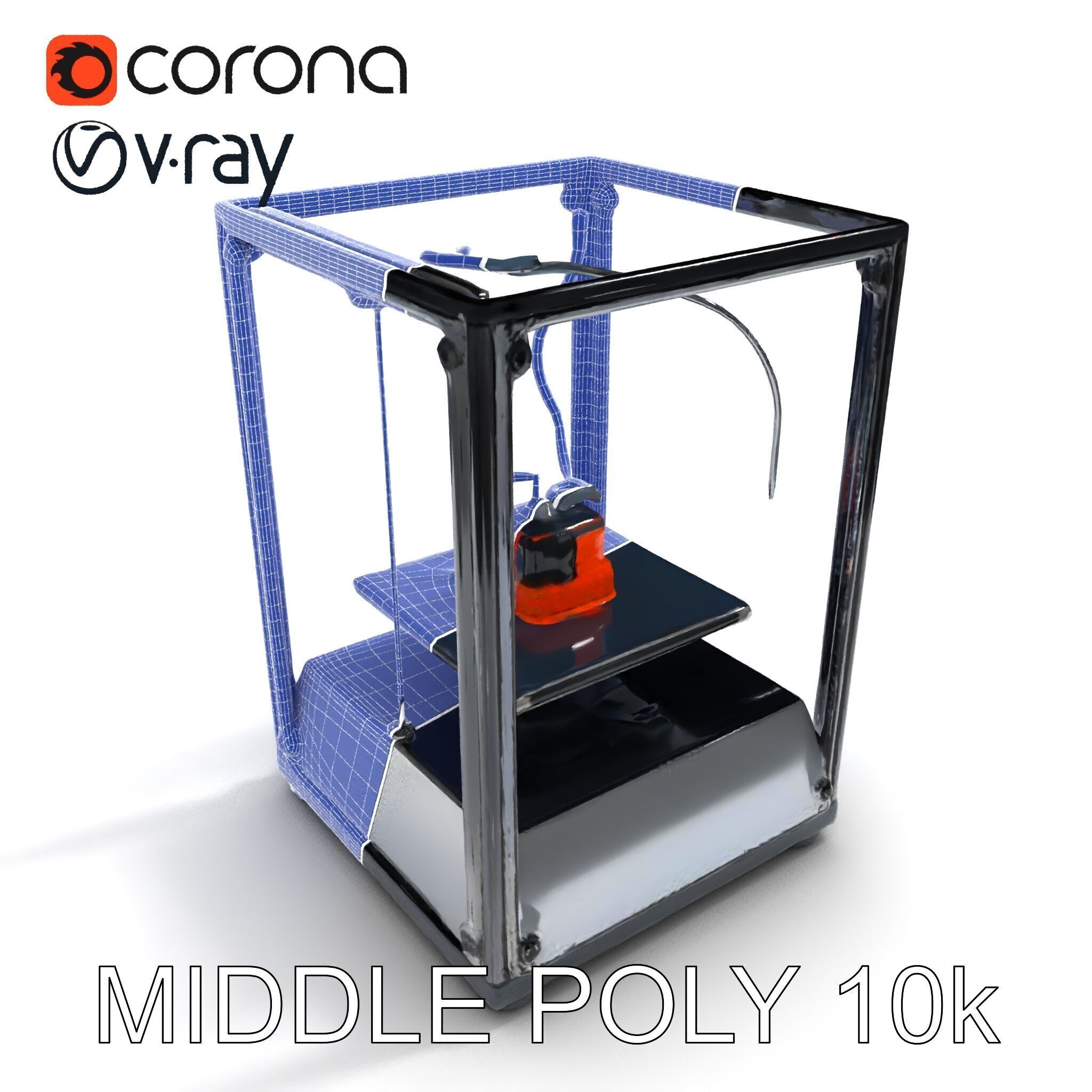 Desktop D Printer Model Pack with Transparent Enclosure Low-poly 3D model_19