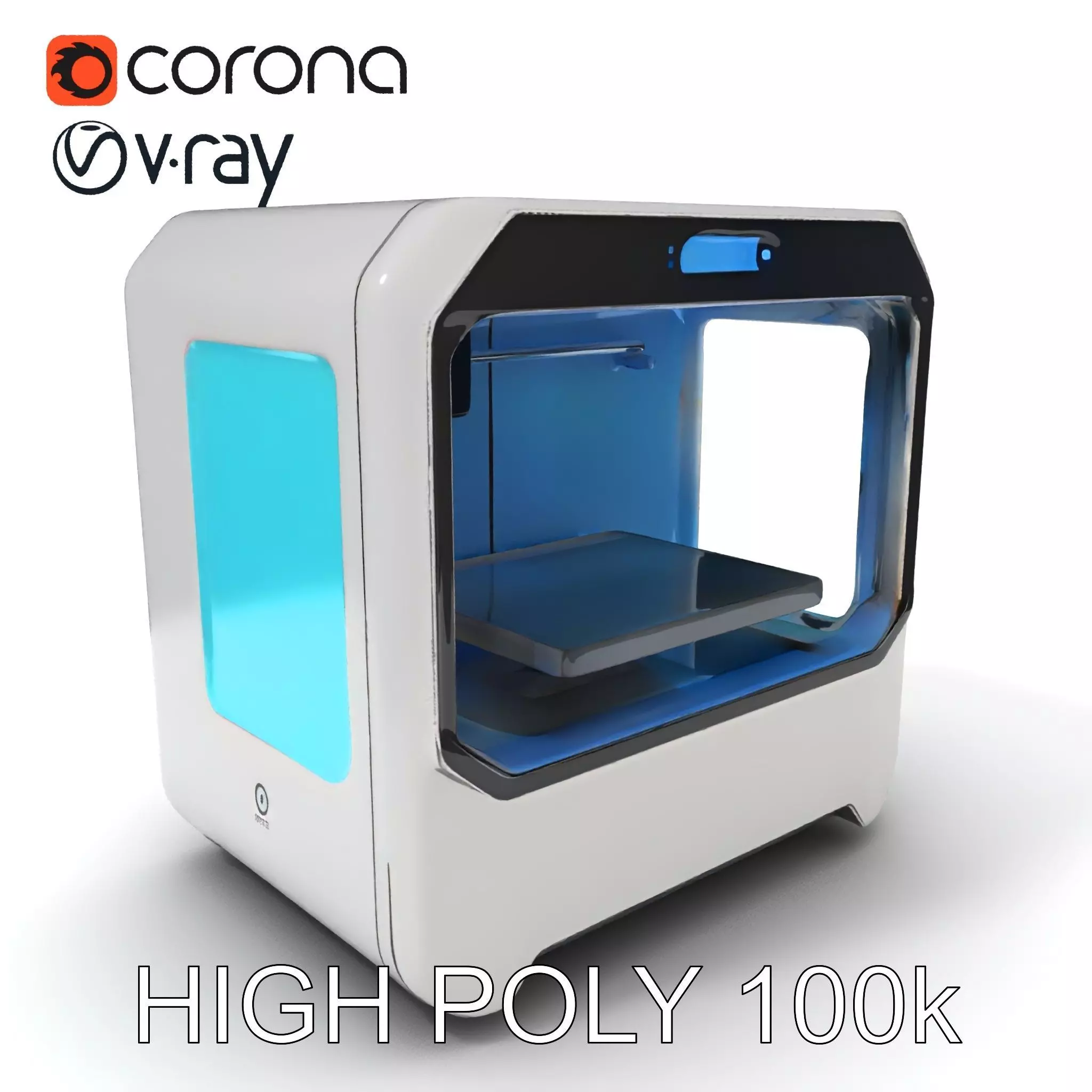 Futuristic D Printer Model Pack Low-poly 3D model_0