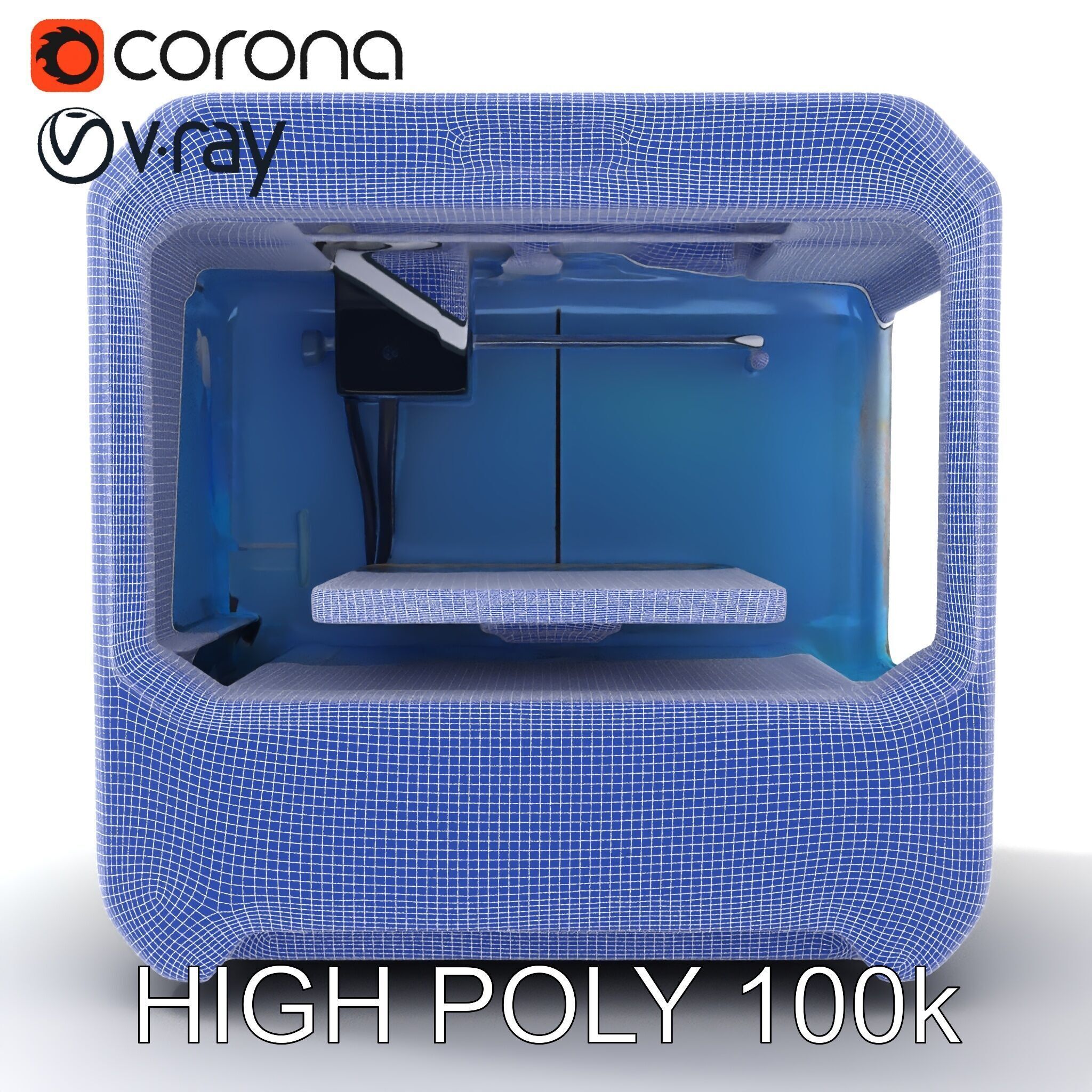 Futuristic D Printer Model Pack Low-poly 3D model_27