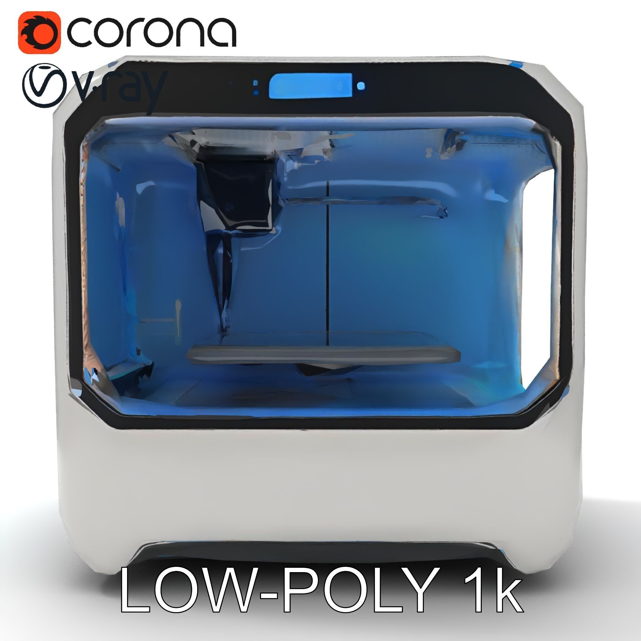 Futuristic D Printer Model Pack Low-poly 3D model_10