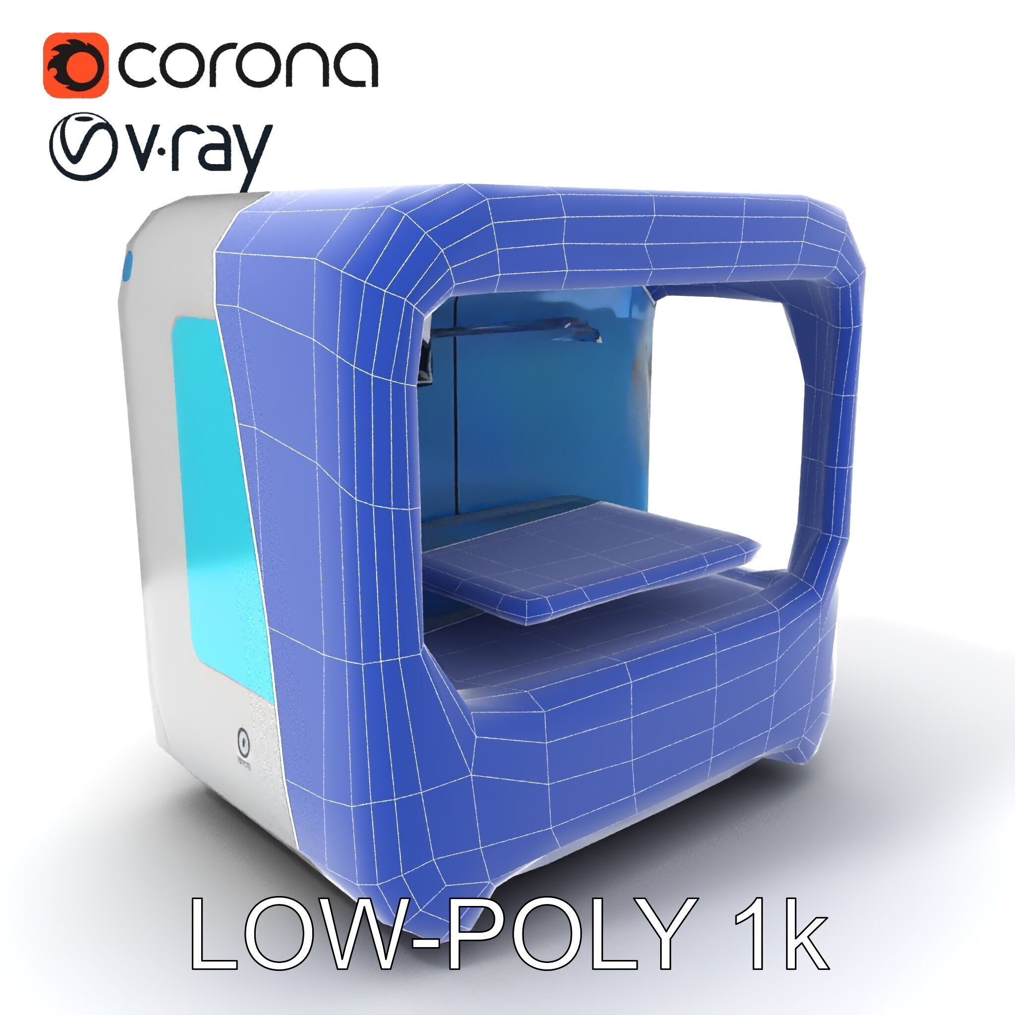 Futuristic D Printer Model Pack Low-poly 3D model_31