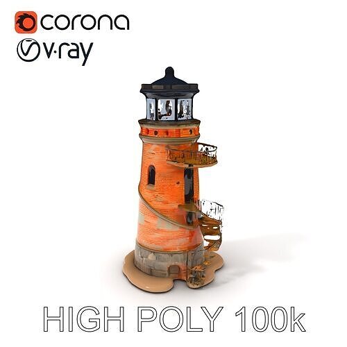 Rustic Brick Lighthouse D Model Pack Low-poly 3D model