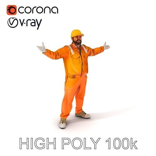 Construction Worker Model Pack with Uniform and Hard Hat Low-poly 3D model