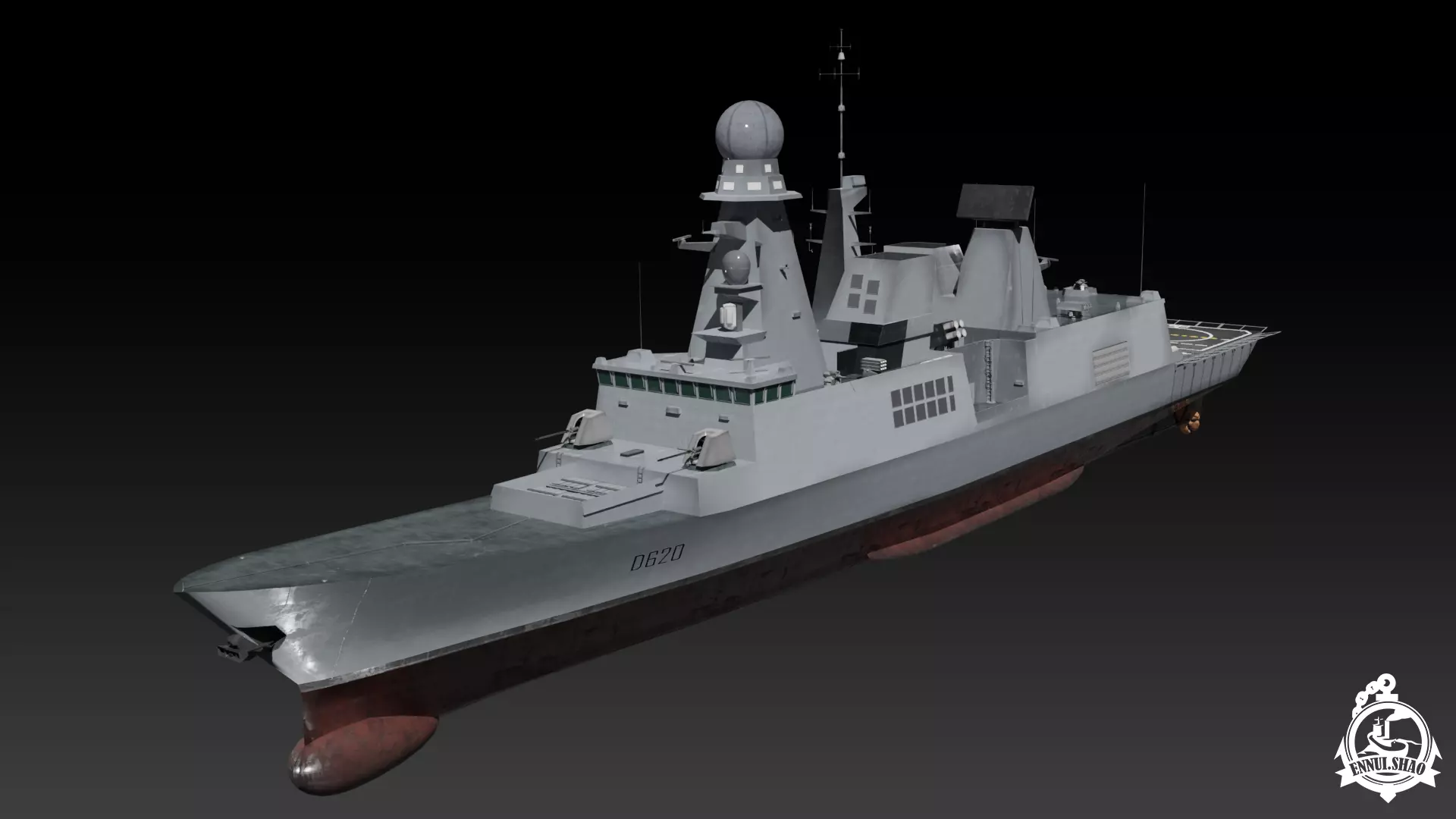 Horizon class destroyer FS Forbin gameready Low-poly 3D model
