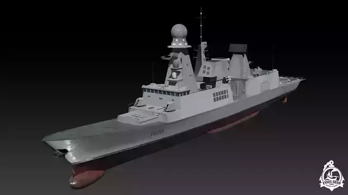 Horizon class destroyer FS Forbin Low-poly 3D model