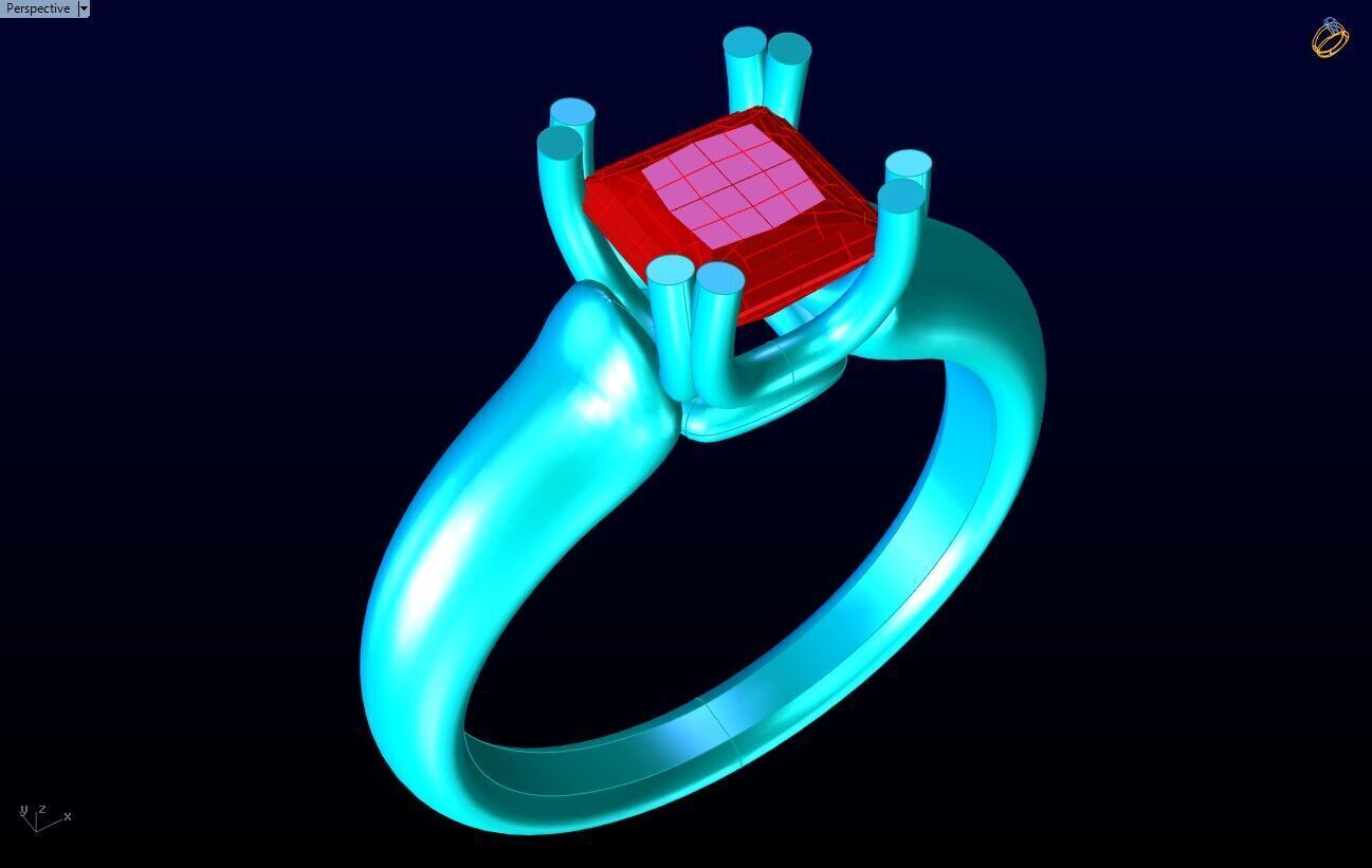 Square Stone Rings - Womens Rings -  N452055 3D print model_9