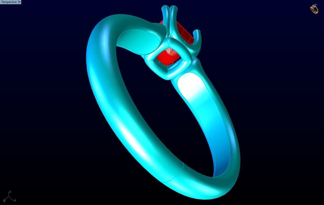 Square Stone Rings - Womens Rings -  N452055 3D print model_7