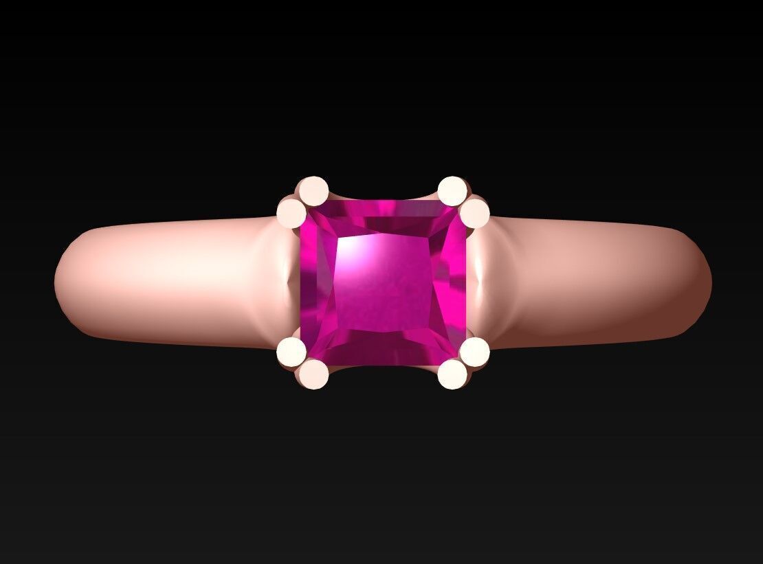 Square Stone Rings - Womens Rings -  N452055 3D print model_5