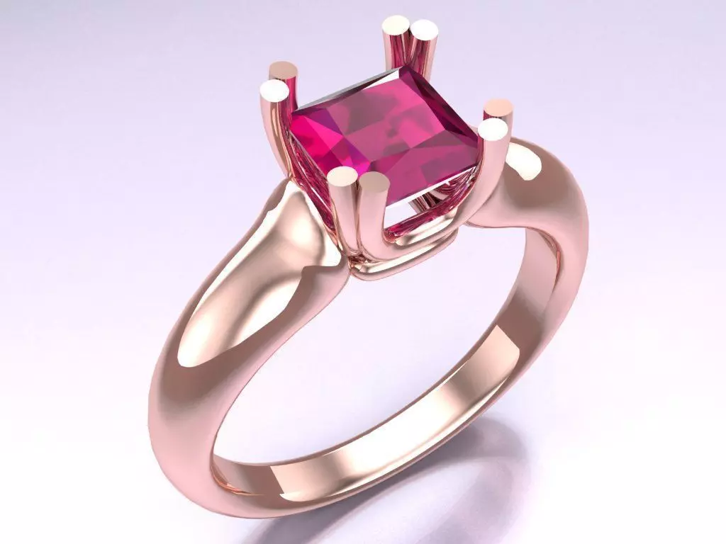 Square Stone Rings - Womens Rings -  N452055 3D print model_0