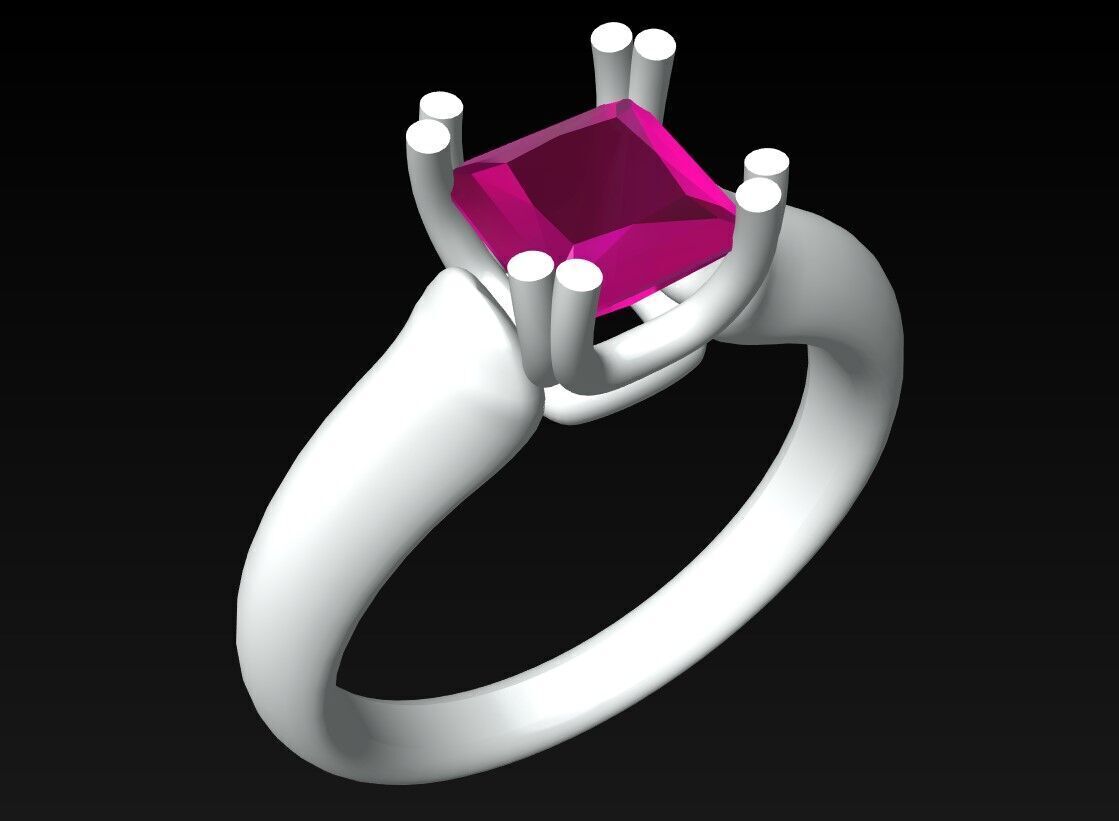 Square Stone Rings - Womens Rings -  N452055 3D print model_3