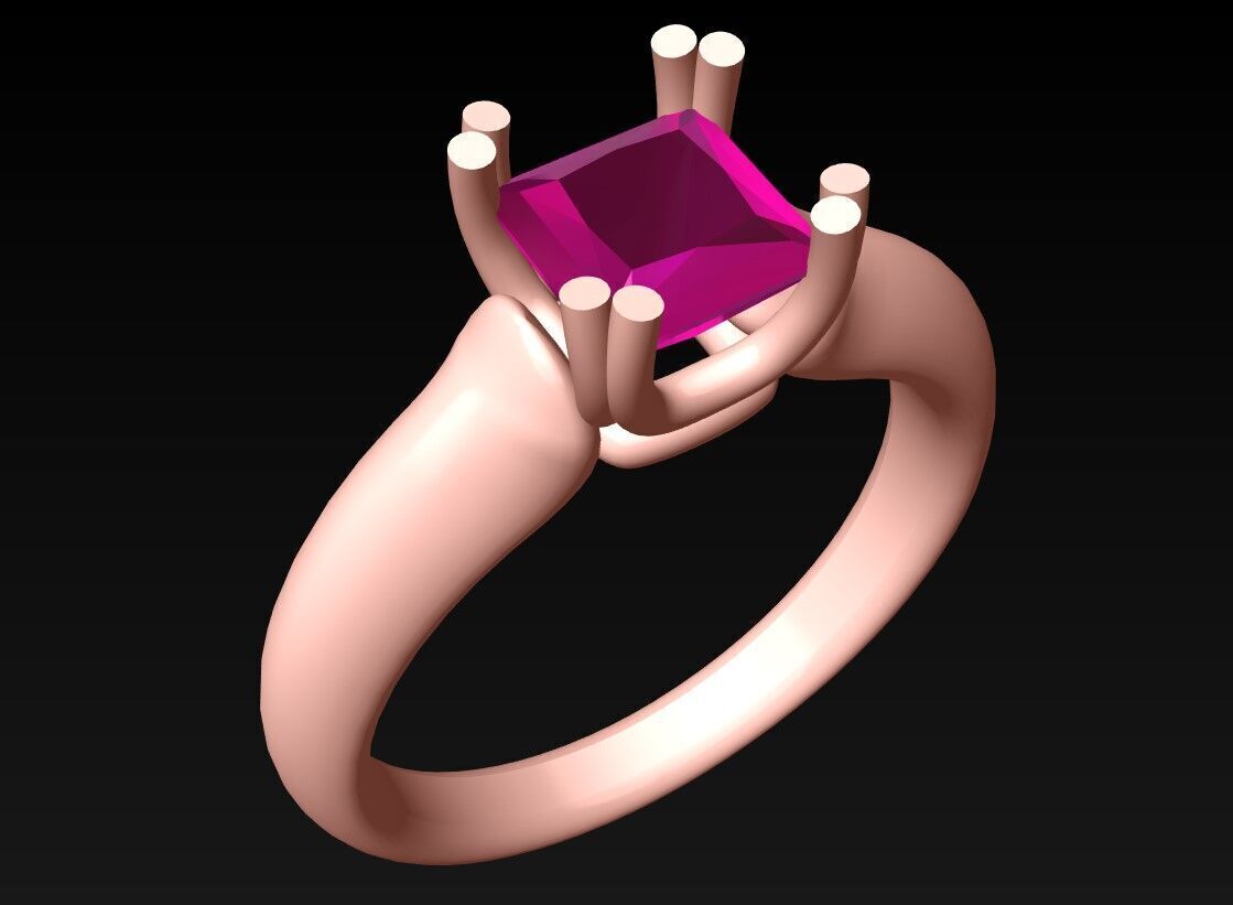 Square Stone Rings - Womens Rings -  N452055 3D print model_1