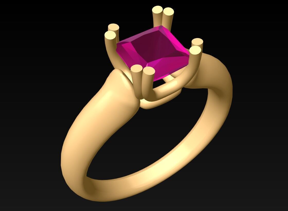 Square Stone Rings - Womens Rings -  N452055 3D print model_2
