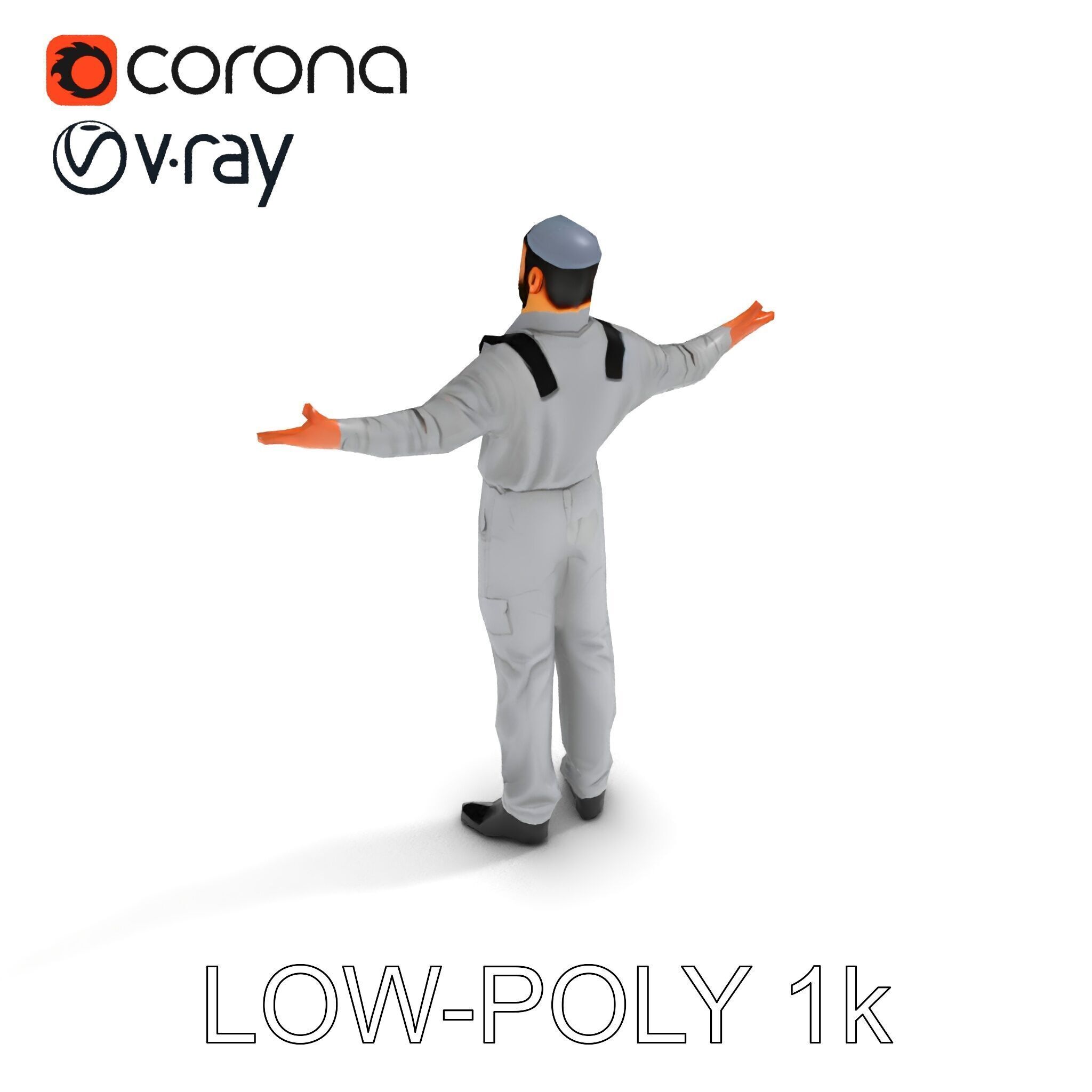 Human Character in Workwear Model Pack Low-poly 3D model_10