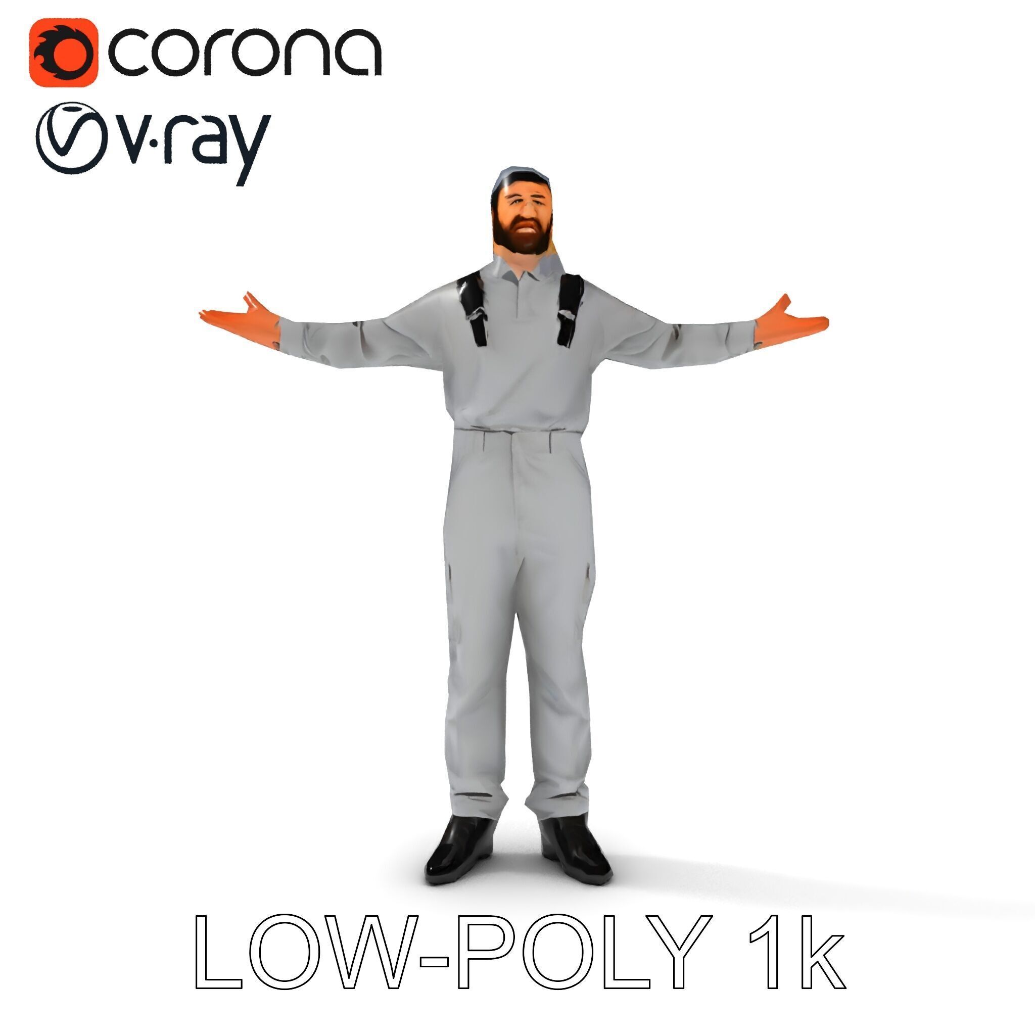 Human Character in Workwear Model Pack Low-poly 3D model_23