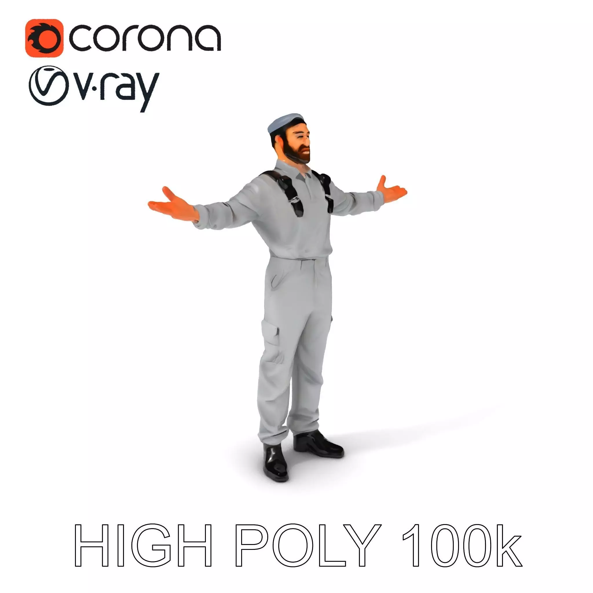 Human Character in Workwear Model Pack Low-poly 3D model_0