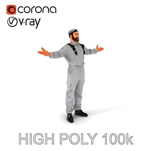 Human Character in Workwear Model Pack Low-poly 3D model