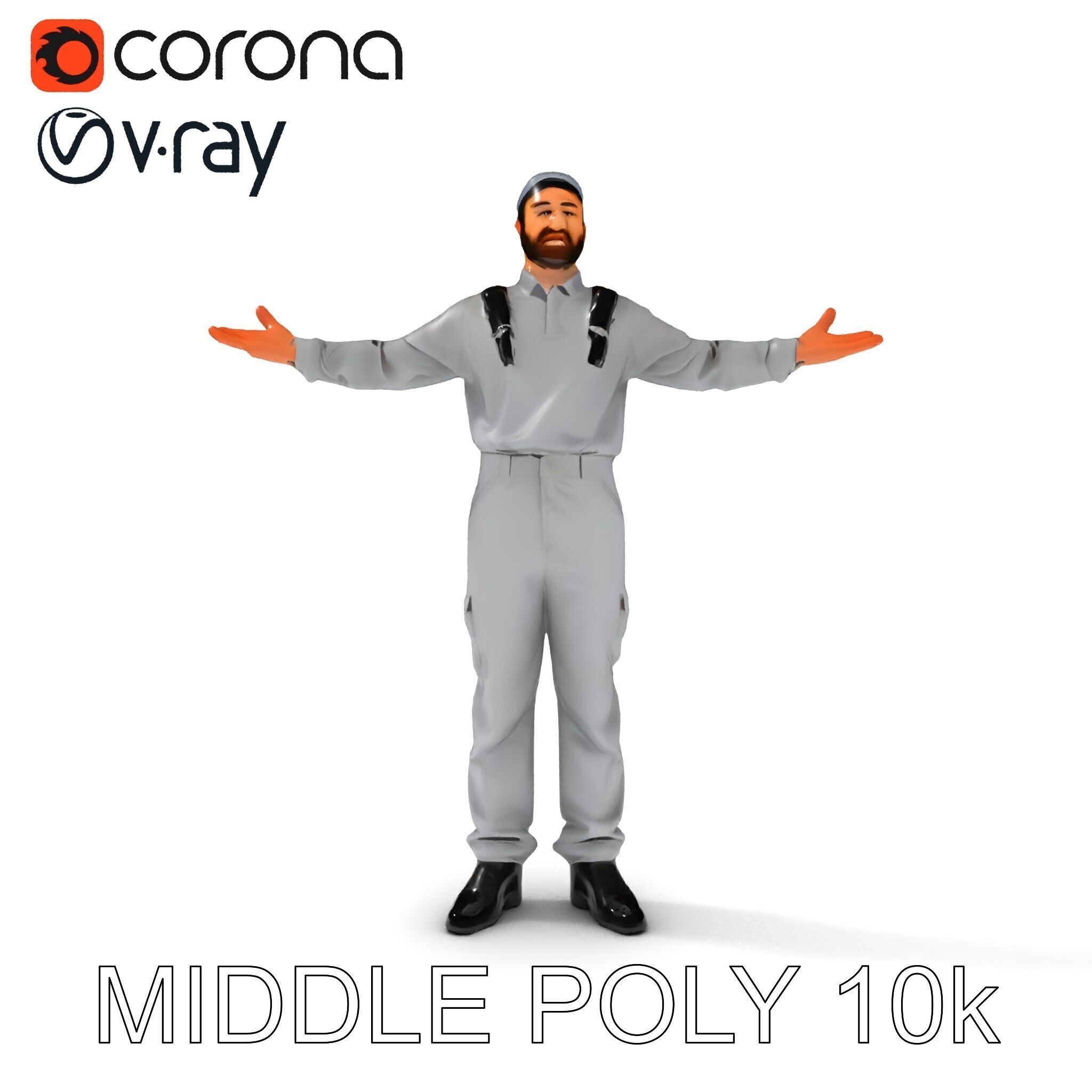 Human Character in Workwear Model Pack Low-poly 3D model_14