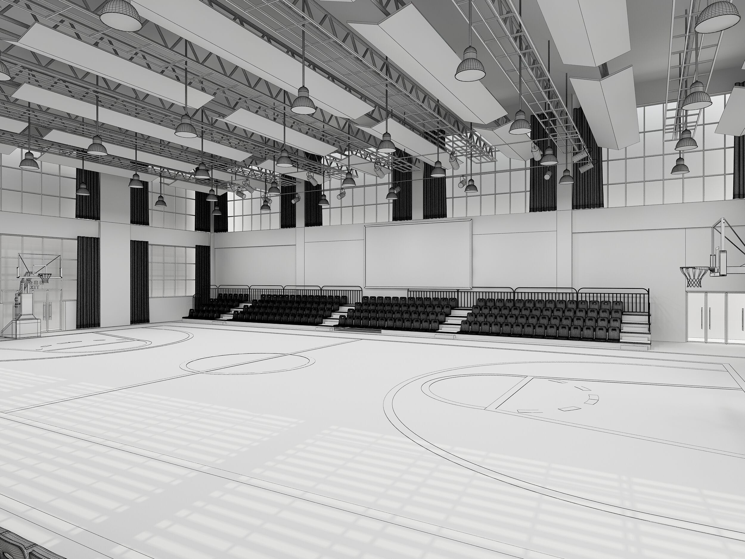 Basketball Gym 3D model_3