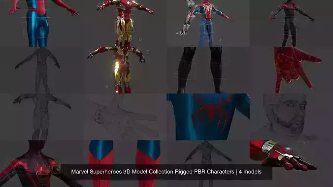 Marvel Superheroes 3D Model Collection Rigged PBR Characters 