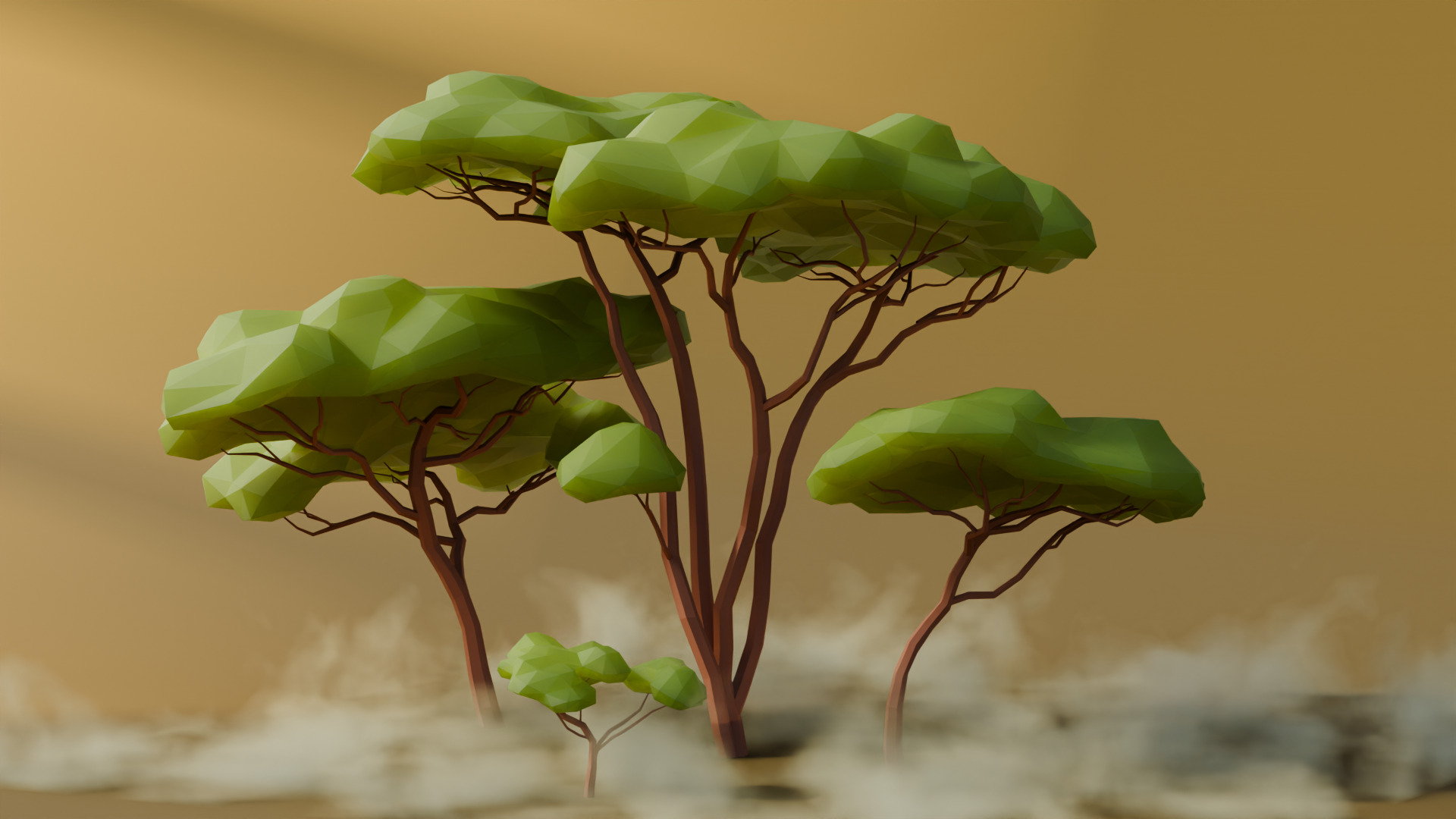 Low Poly Savanna Trees Low-poly 3D model_7